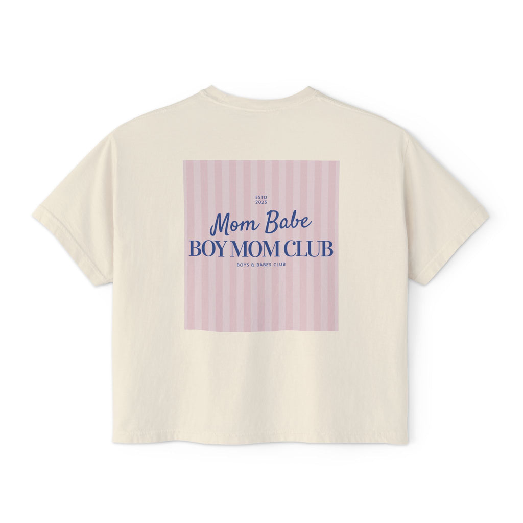 Mom Babe Boy Mom Club - Striped Graphic Tee