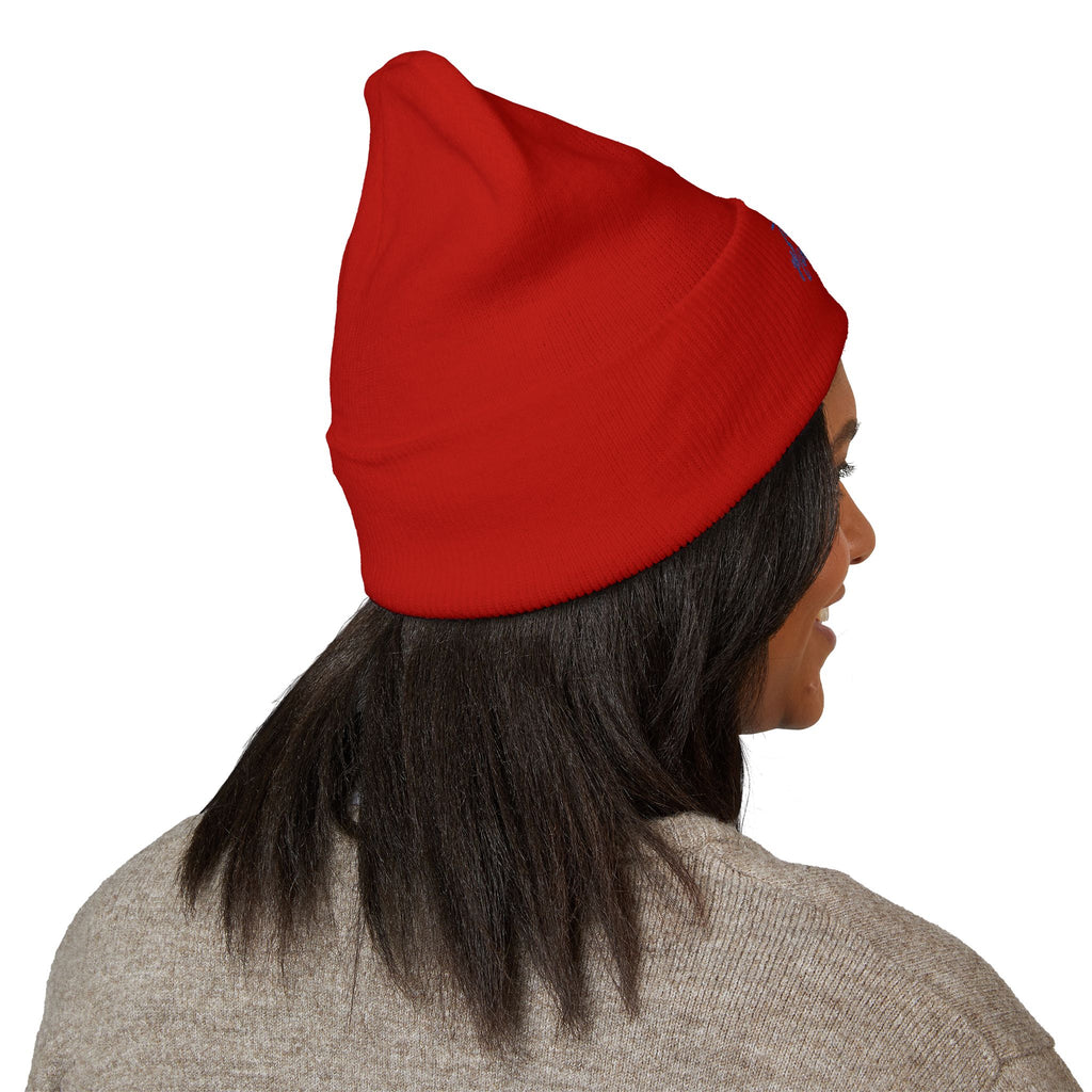 Tired AF Mom Babes Beanie - Blue and Red Embroidery