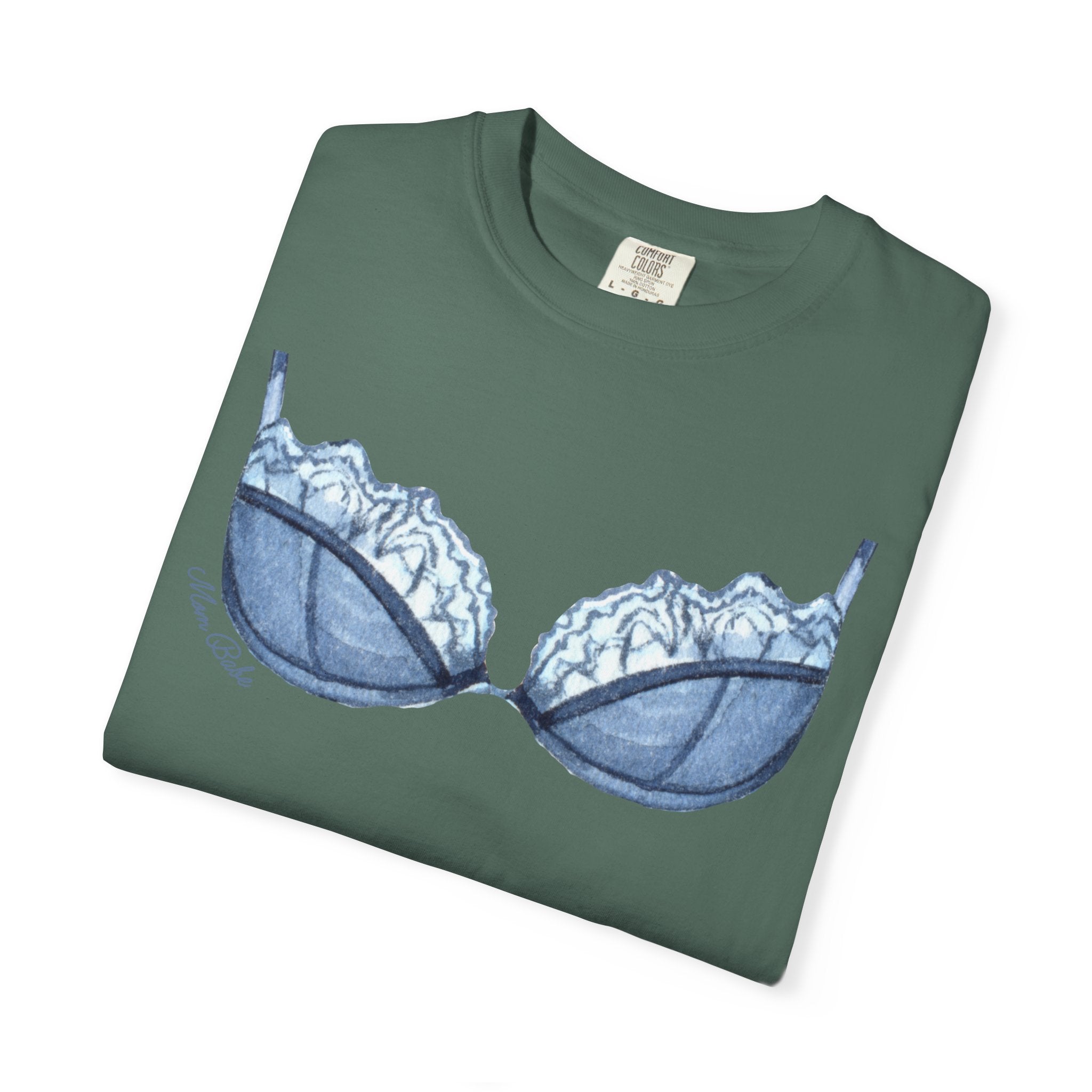 MILF Mom Babe - Lace Bra Tee Blue
