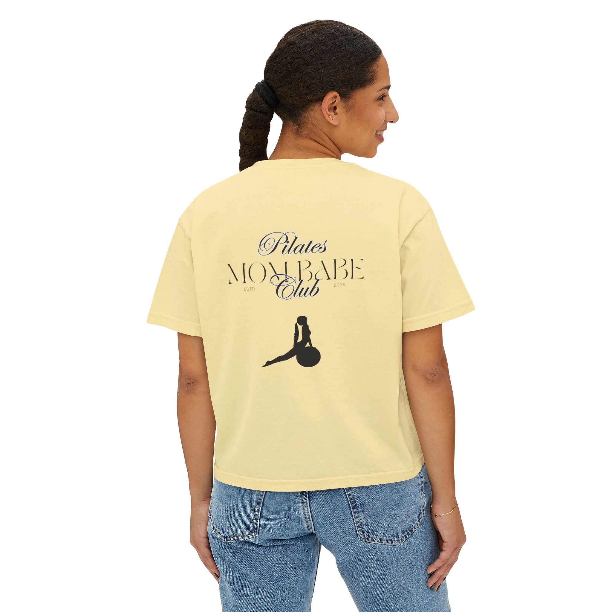 Pilates Mom Babe Club — Workout Graphic Tee (Black Print)