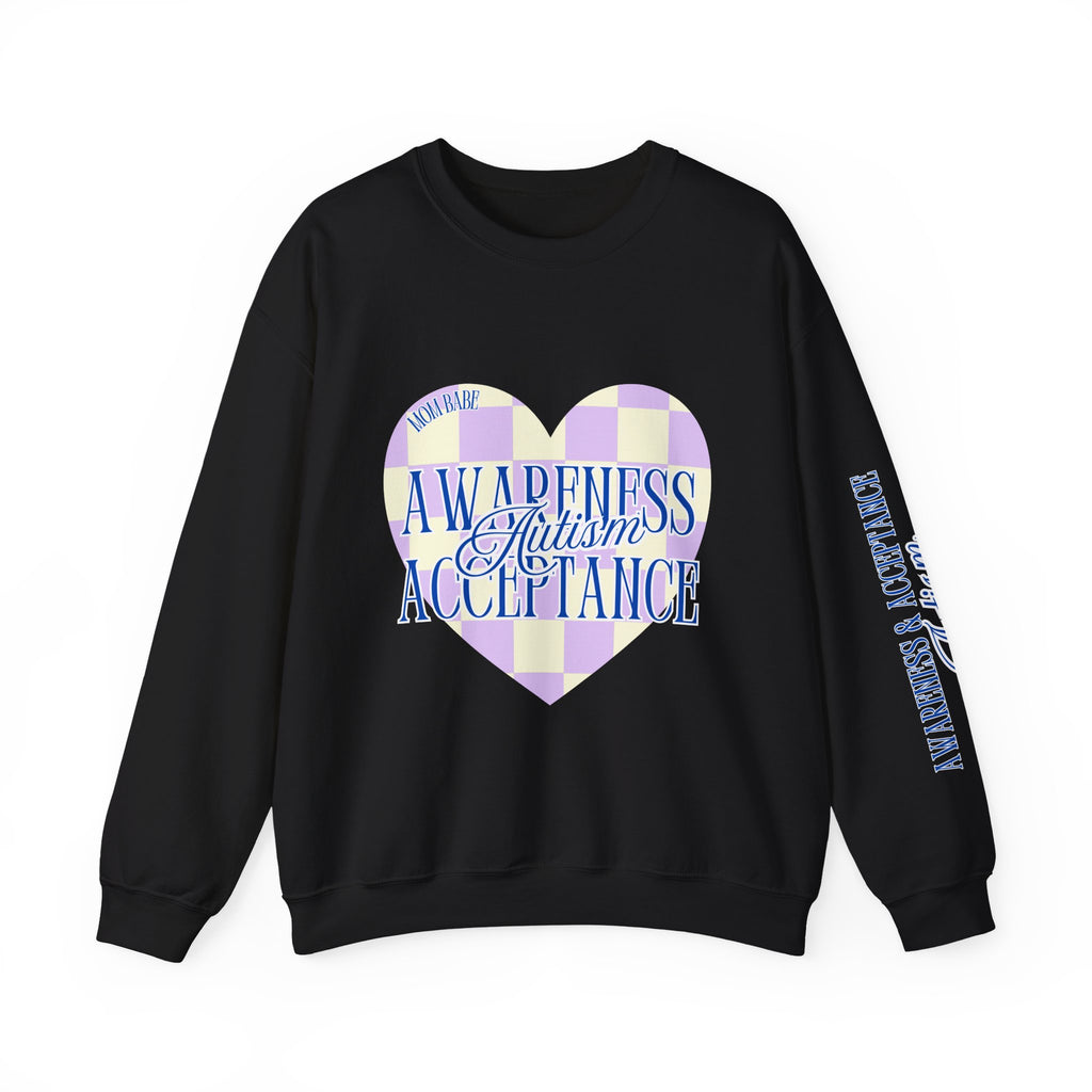 Autism Awareness and Acceptance — Checkered Heart Sweatshirt