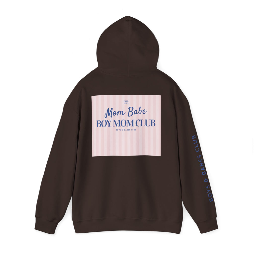 Mom Babe Boy Mom Club - Striped Graphic Hoodie