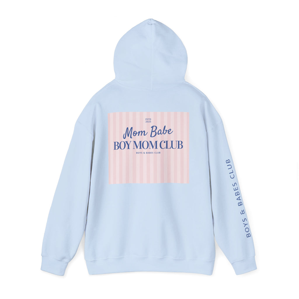 Mom Babe Boy Mom Club - Striped Graphic Hoodie