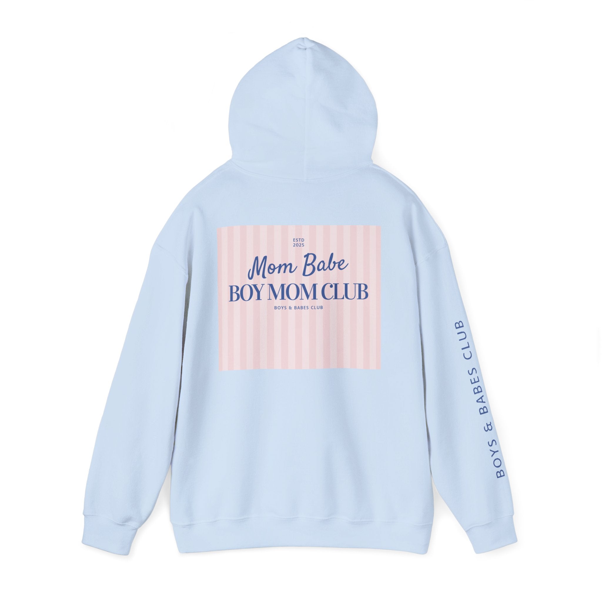 Mom Babe Boy Mom Club - Striped Graphic Hoodie