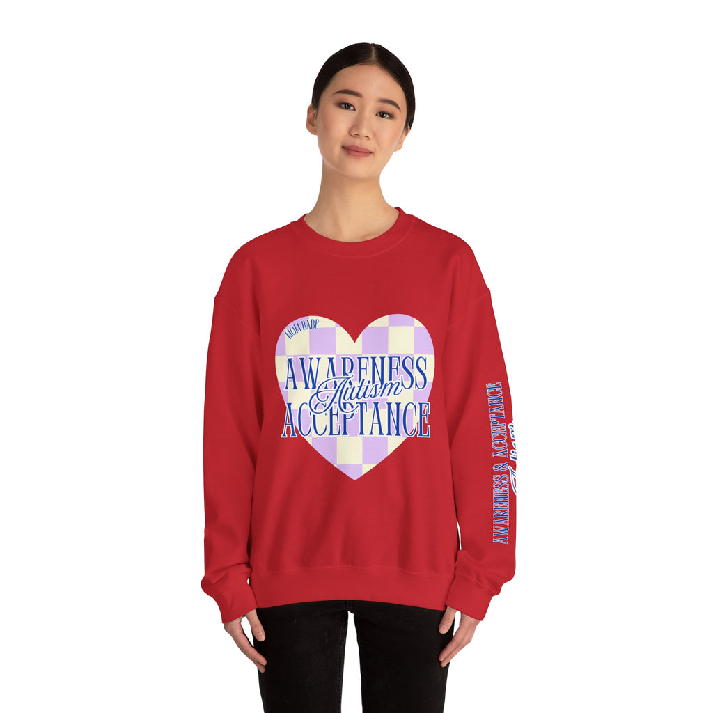 Autism Awareness and Acceptance — Checkered Heart Sweatshirt