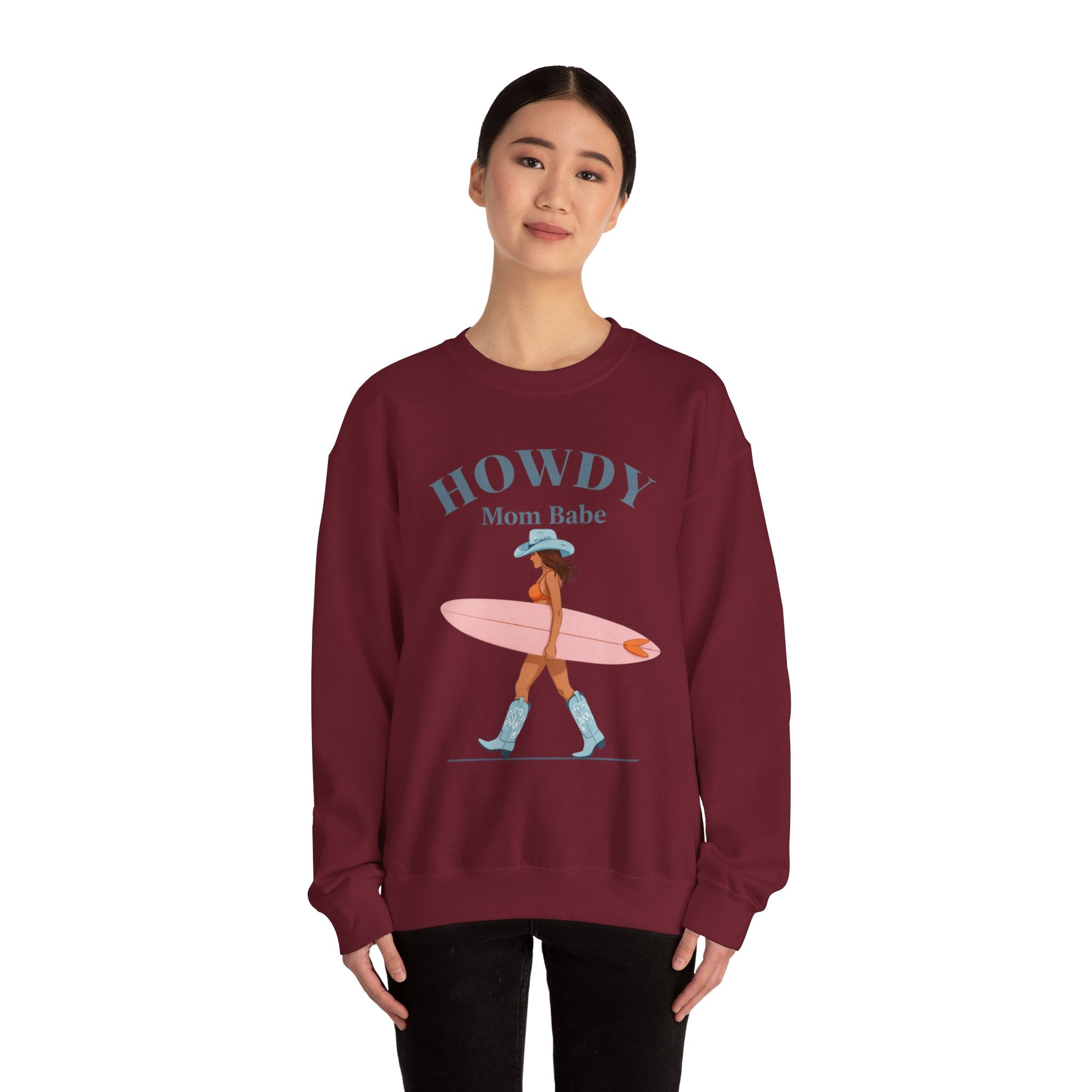 Howdy Mom Babe — Surf Girl Graphic Sweatshirt