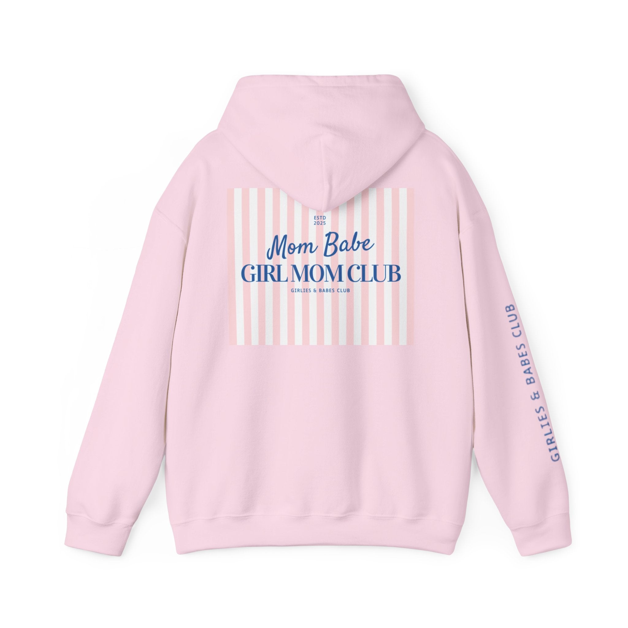 Mom Babe Girl Mom Club - Striped Graphic Hoodie
