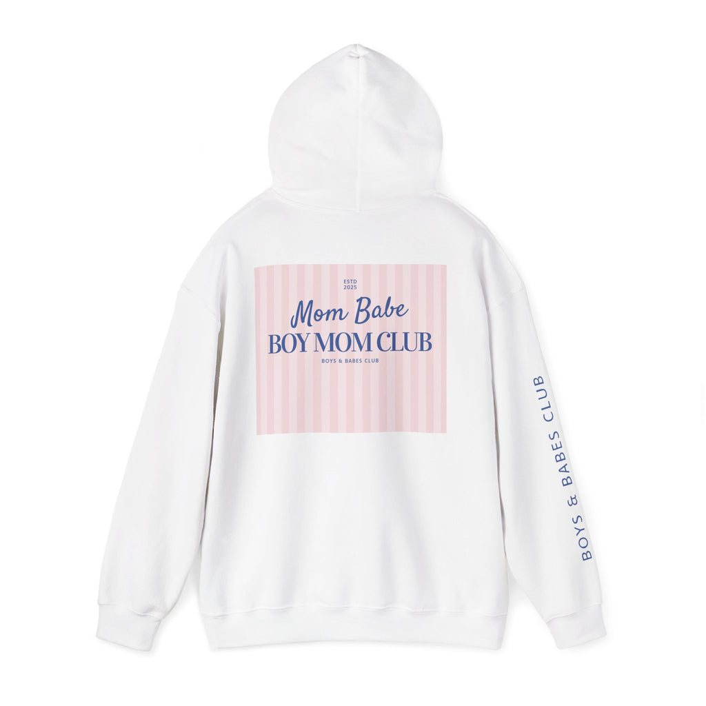 Mom Babe Boy Mom Club - Striped Graphic Hoodie