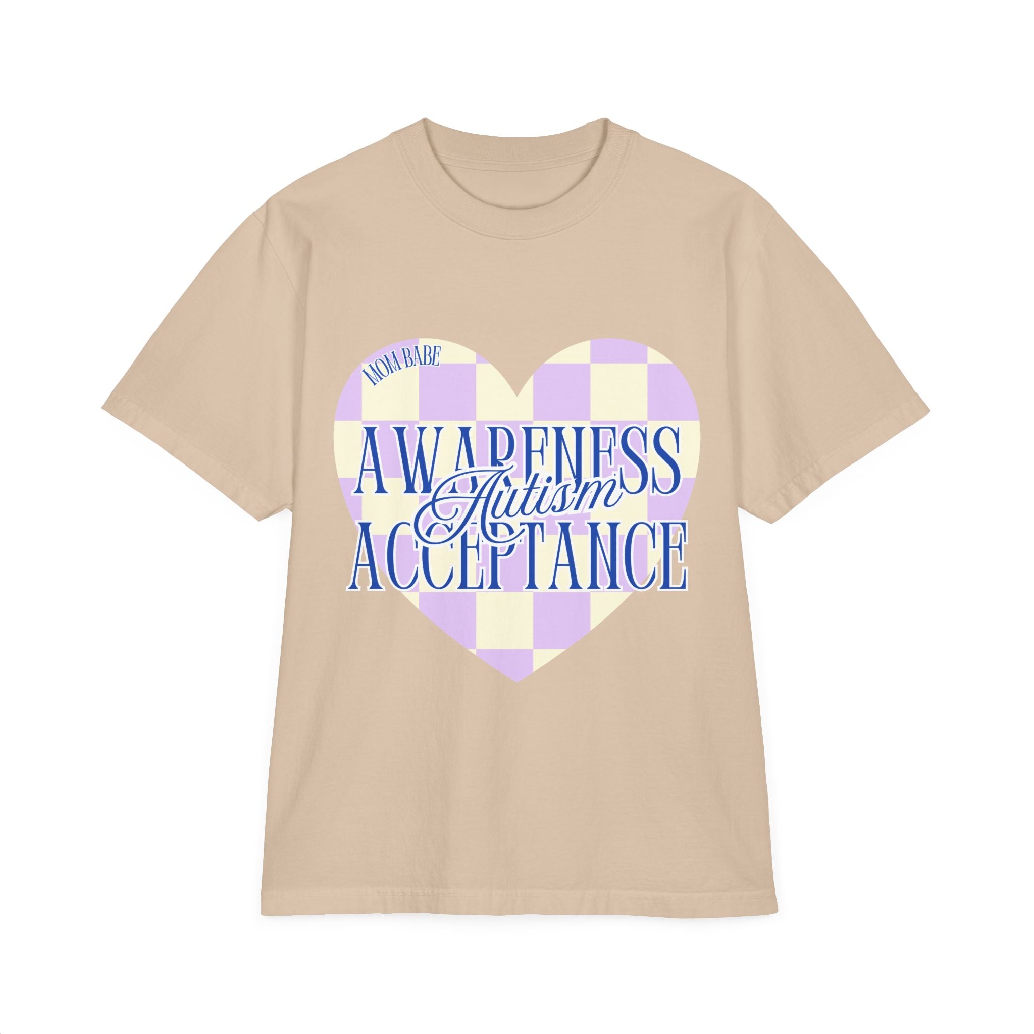Autism Awareness and Acceptance — Checkered Heart Oversized Drop Sleeve Tee