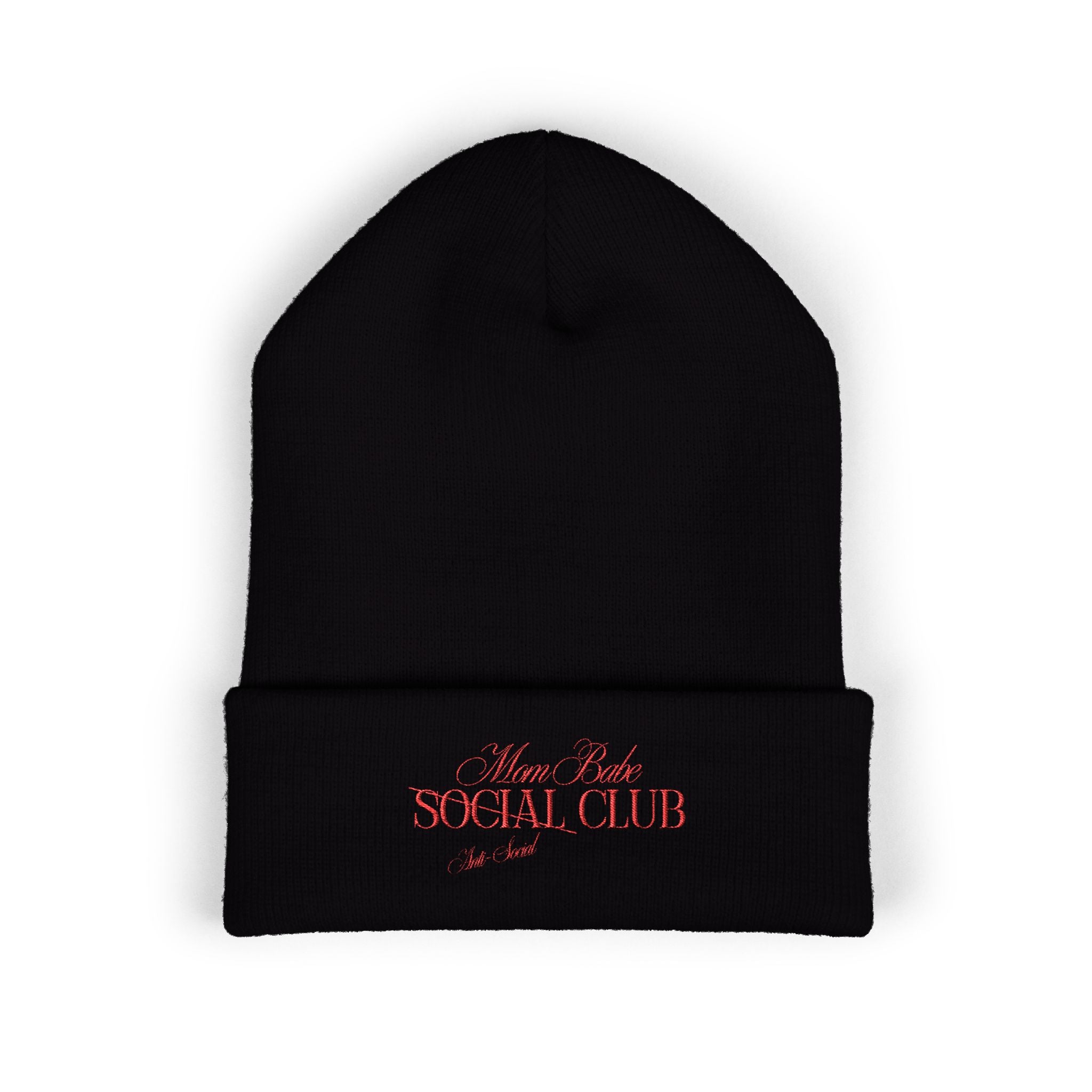 Mom Babe Anti-Social Club Beanie - Red Embroidery