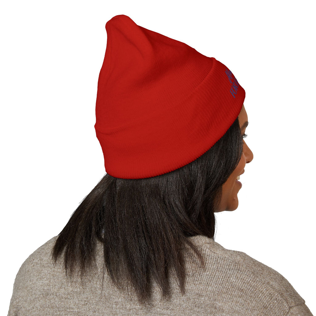 Mom Babe For Hot Moms Beanie - Blue Embroidery