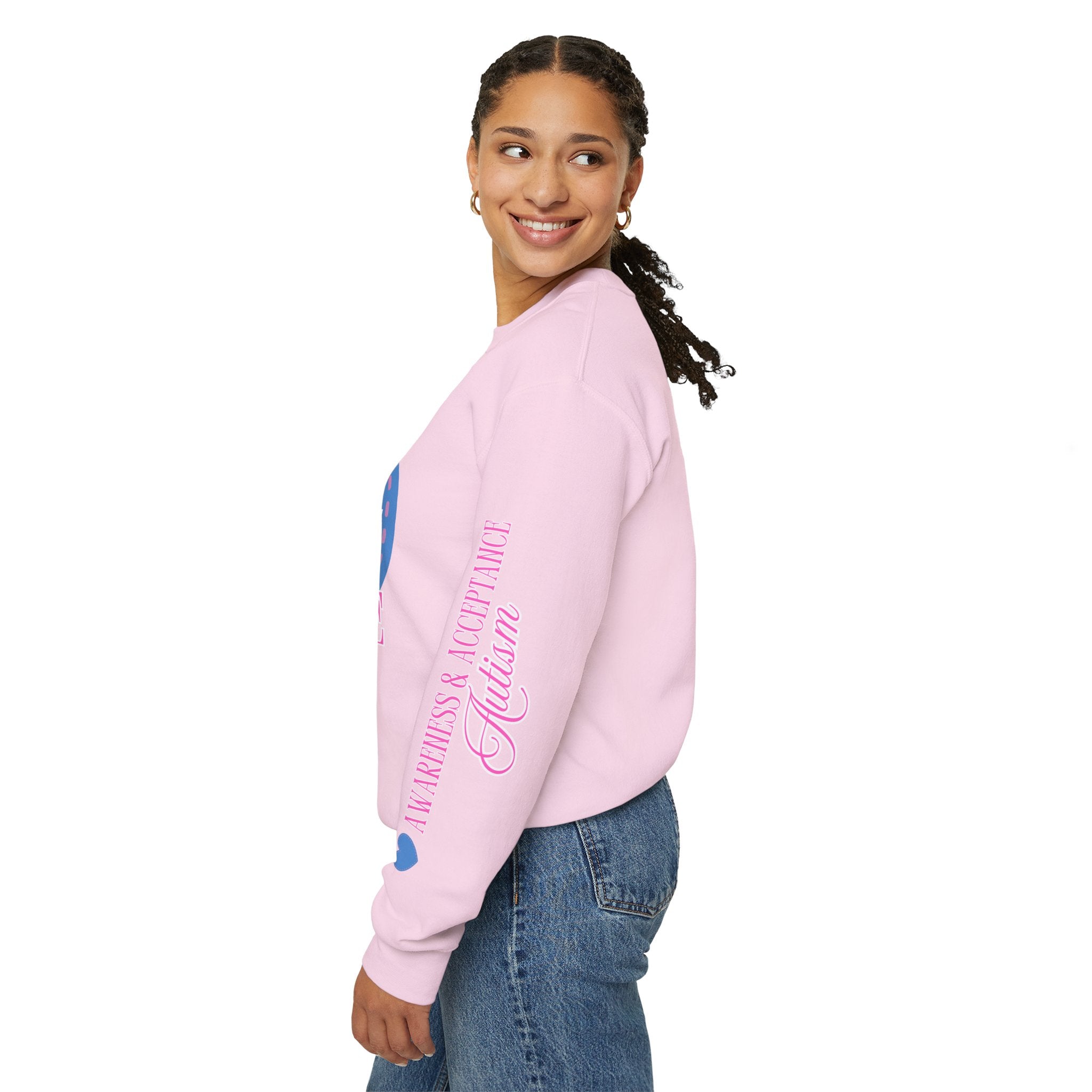 Autism Awareness and Acceptance — Stitched Heart Sweatshirt