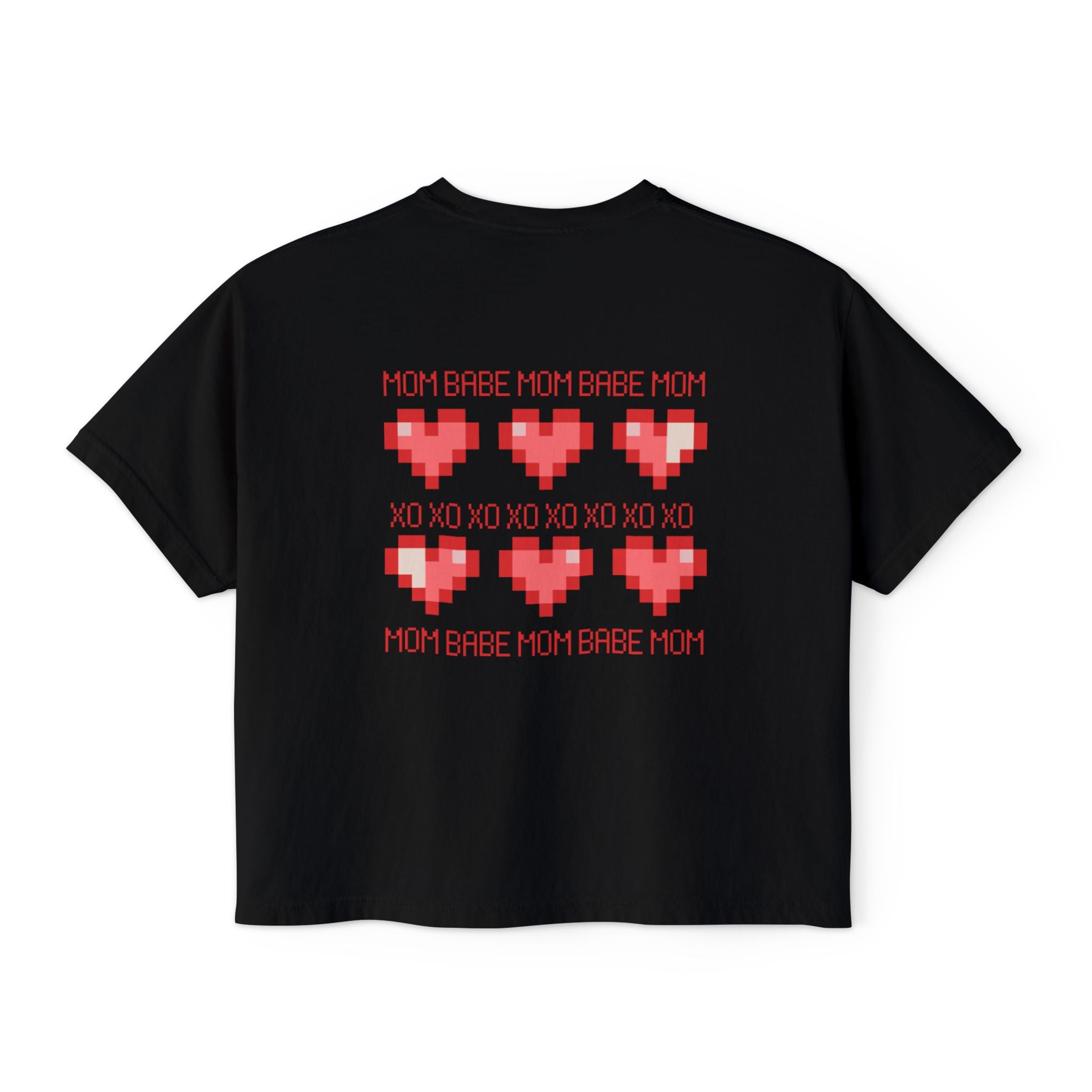 Mom Babe XOXO - Pixel Heart Graphic Tee