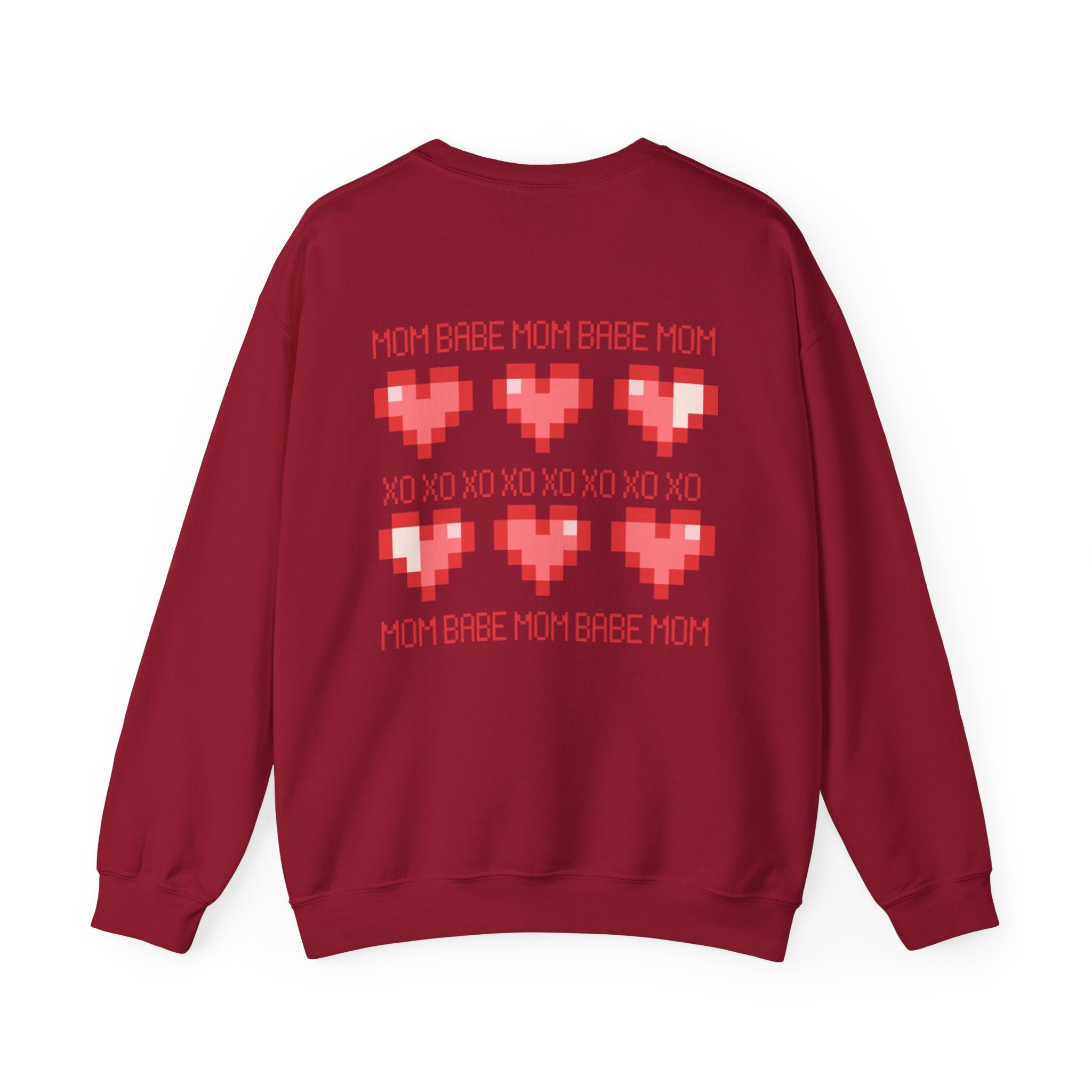Mom Babe XOXO - Pixel Heart Graphic Sweatshirt