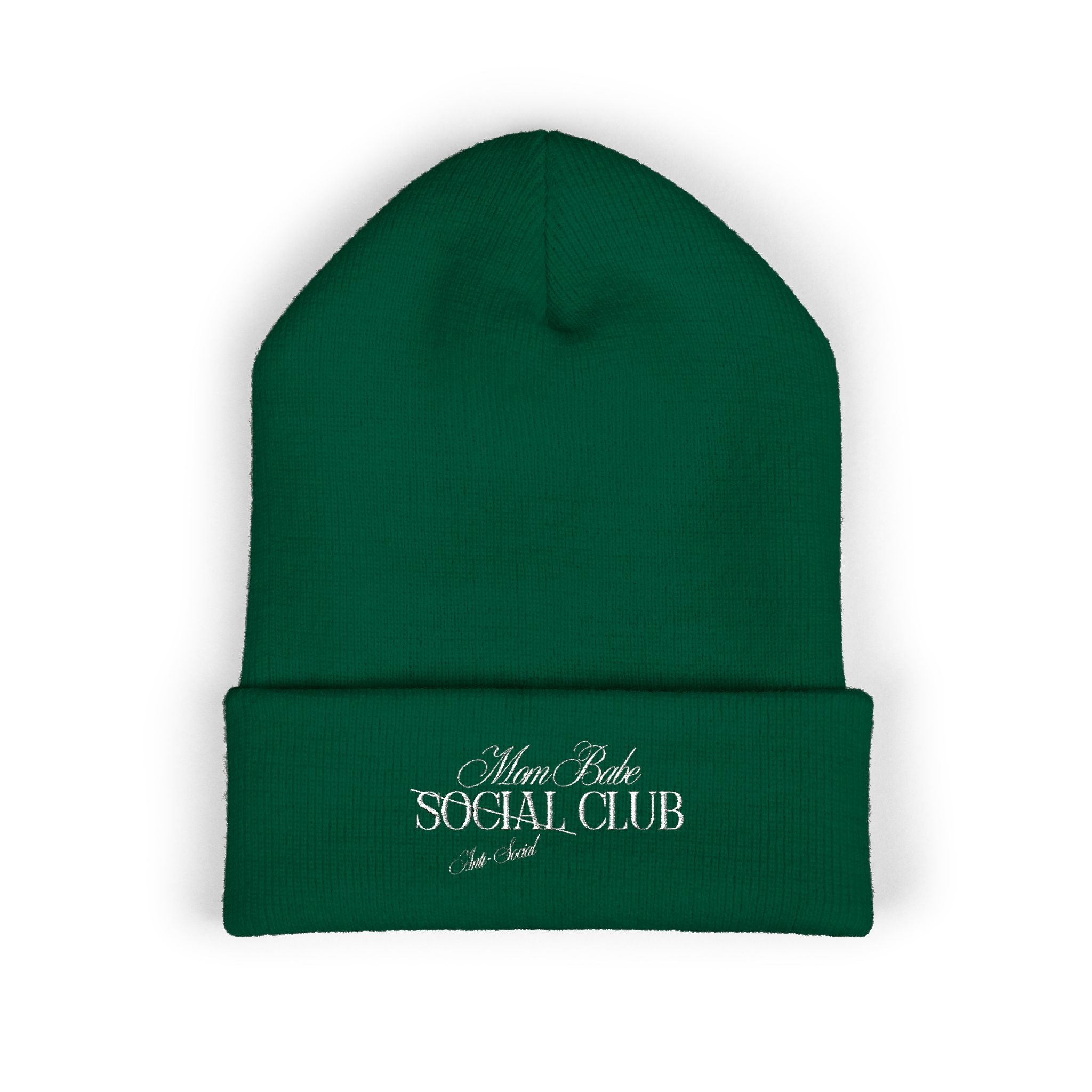 Mom Babe Anti-Social Club Beanie - White Embroidery