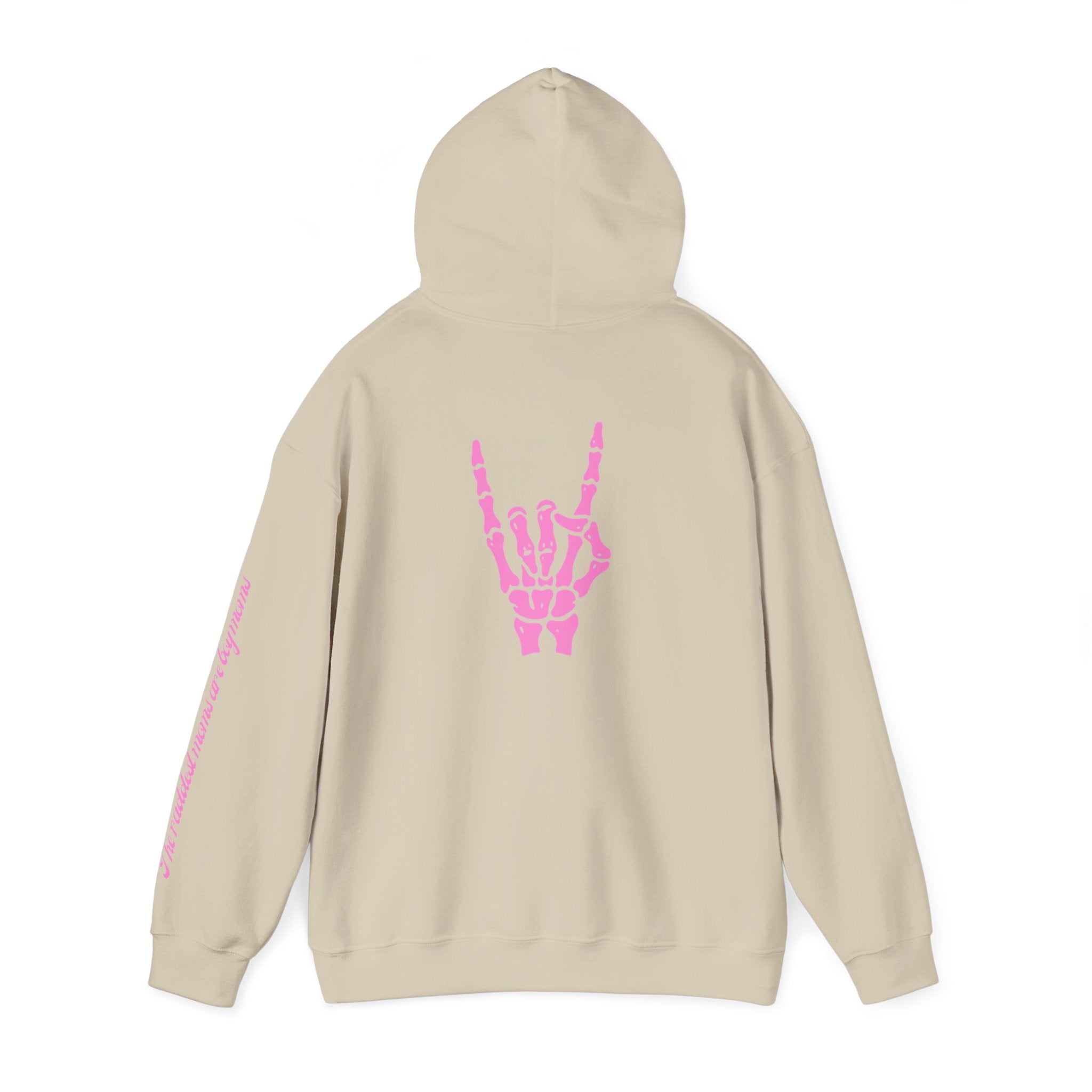 The Raddest Moms Are Boy Moms - Skeletal Rock Hand Graphic Hoodie