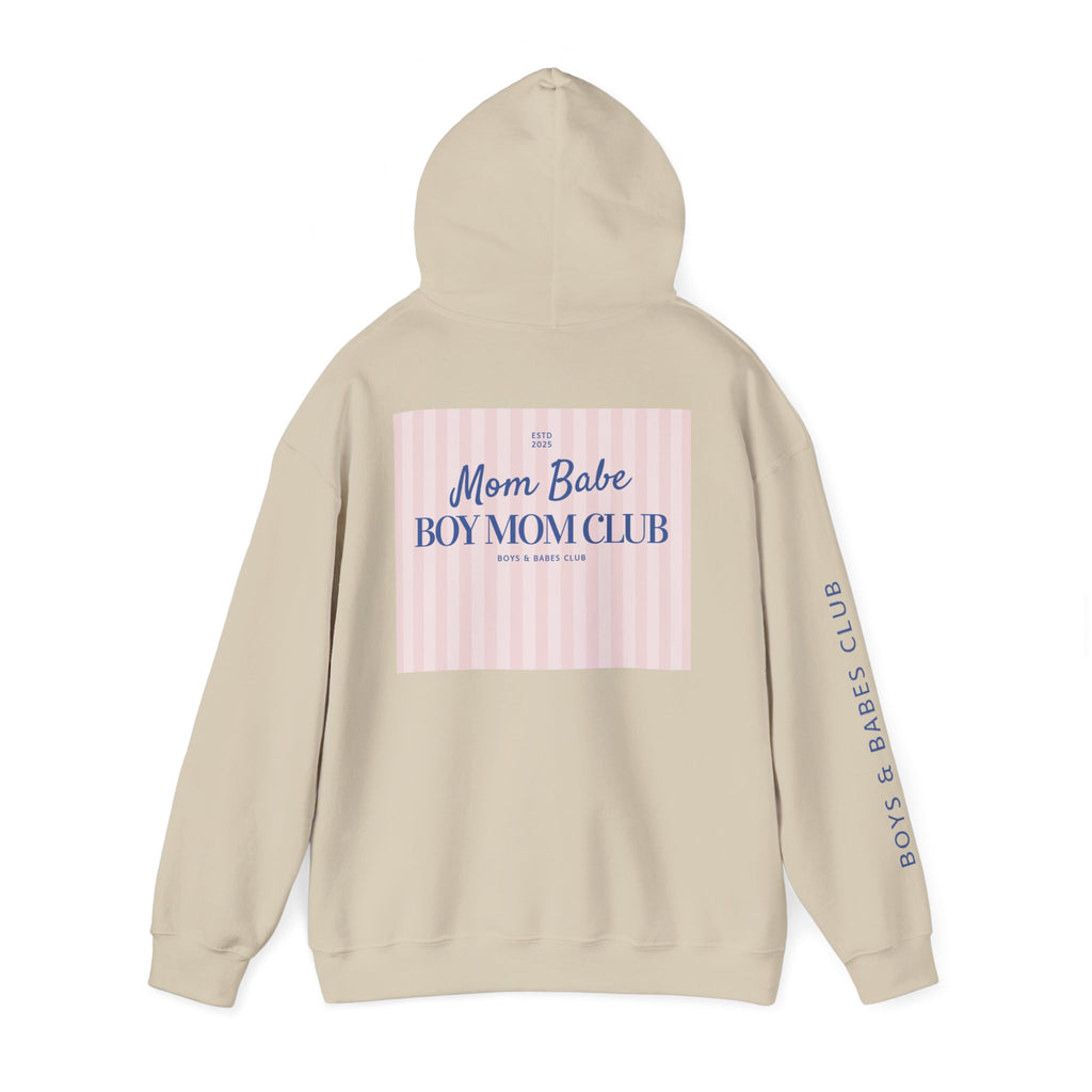 Mom Babe Boy Mom Club - Striped Graphic Hoodie