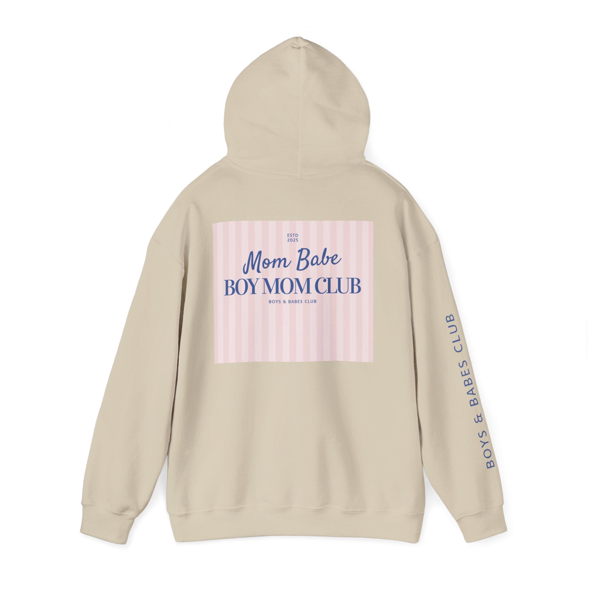 Mom Babe Boy Mom Club - Striped Graphic Hoodie