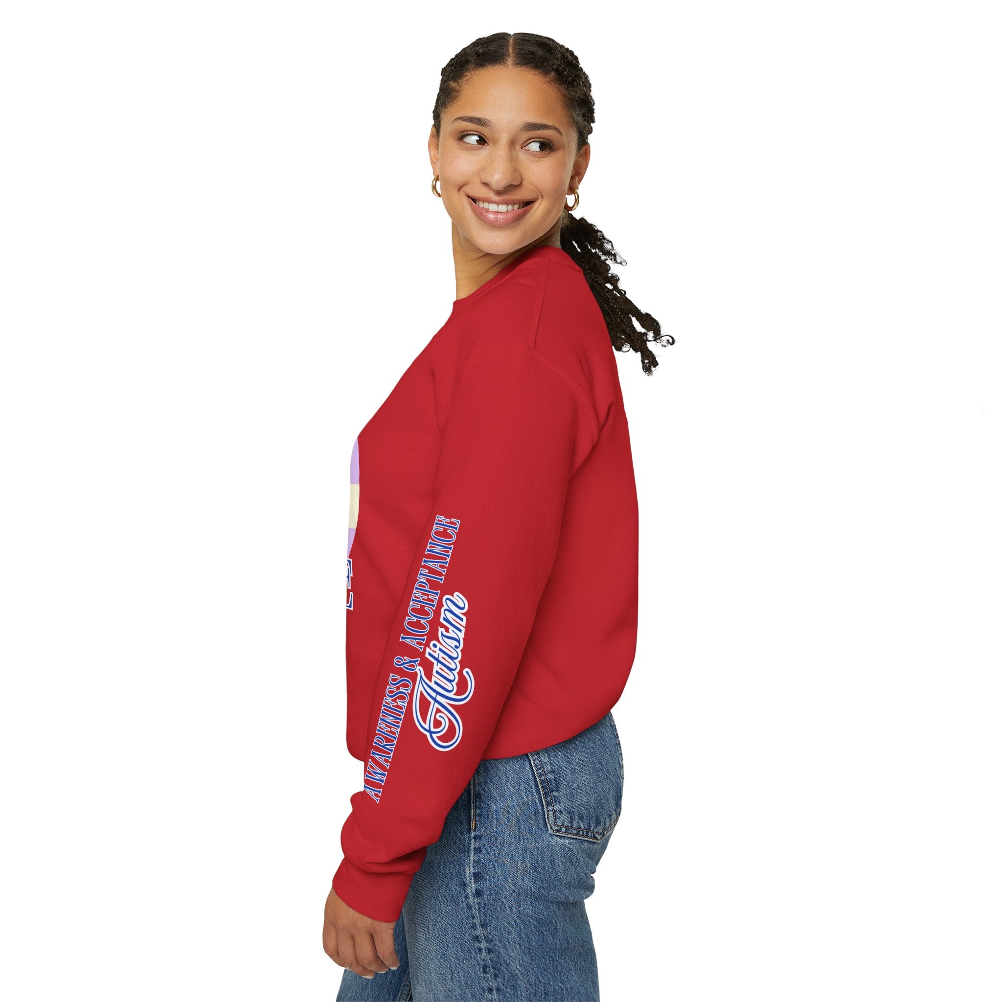 Autism Awareness and Acceptance — Checkered Heart Sweatshirt