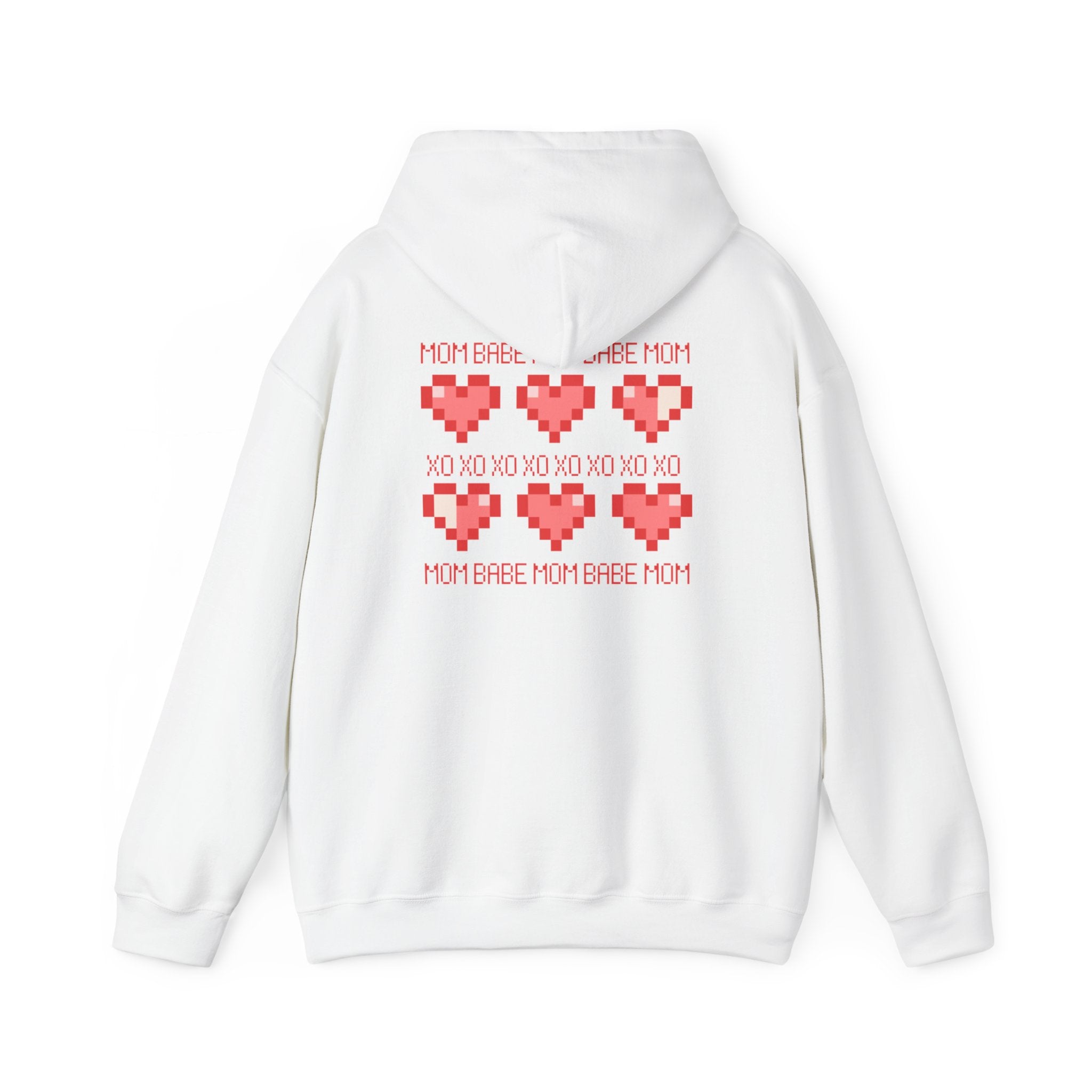 Mom Babe XOXO - Pixel Heart Graphic Hoodie