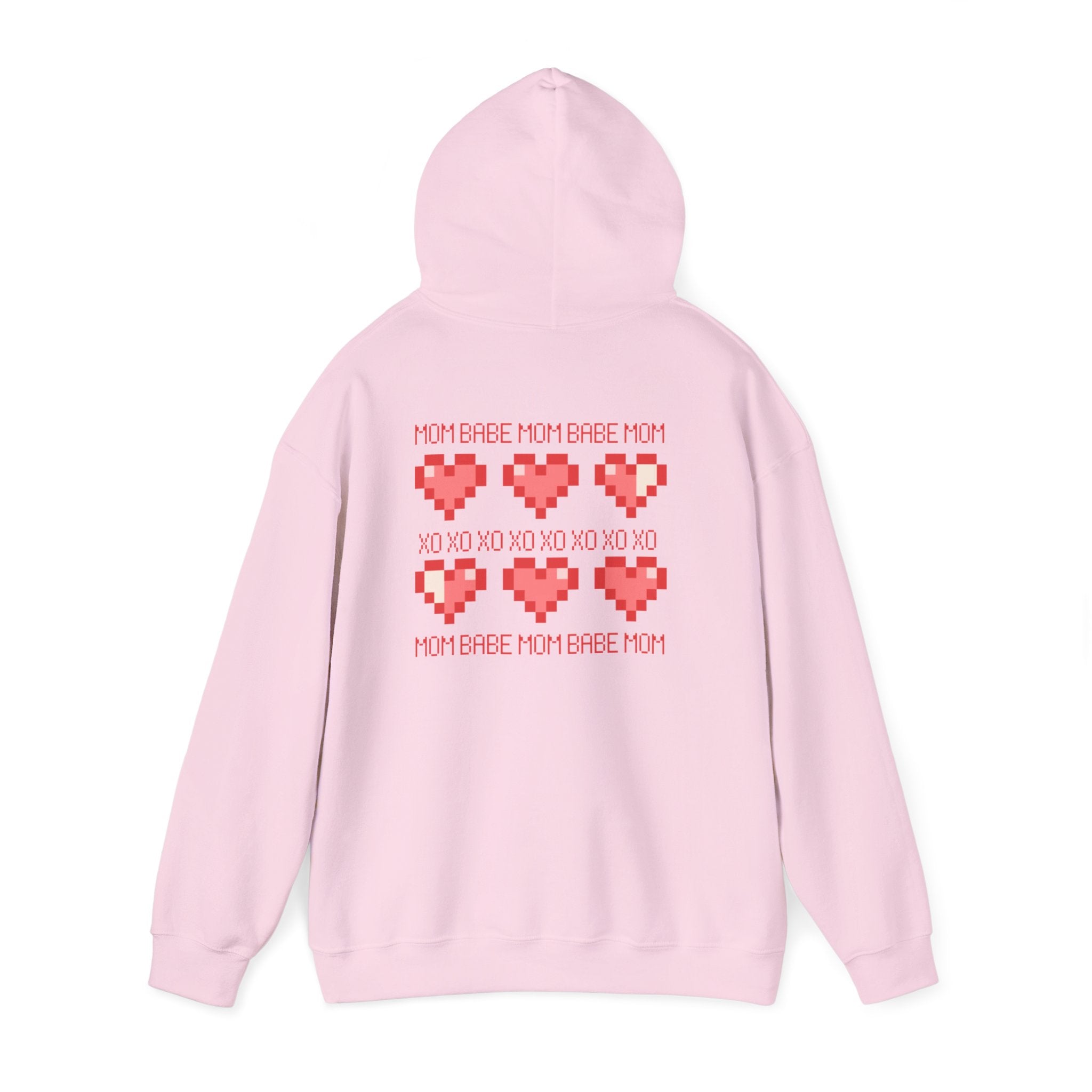Mom Babe XOXO - Pixel Heart Graphic Hoodie