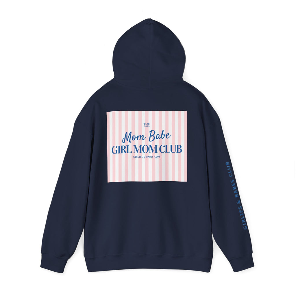 Mom Babe Girl Mom Club - Striped Graphic Hoodie