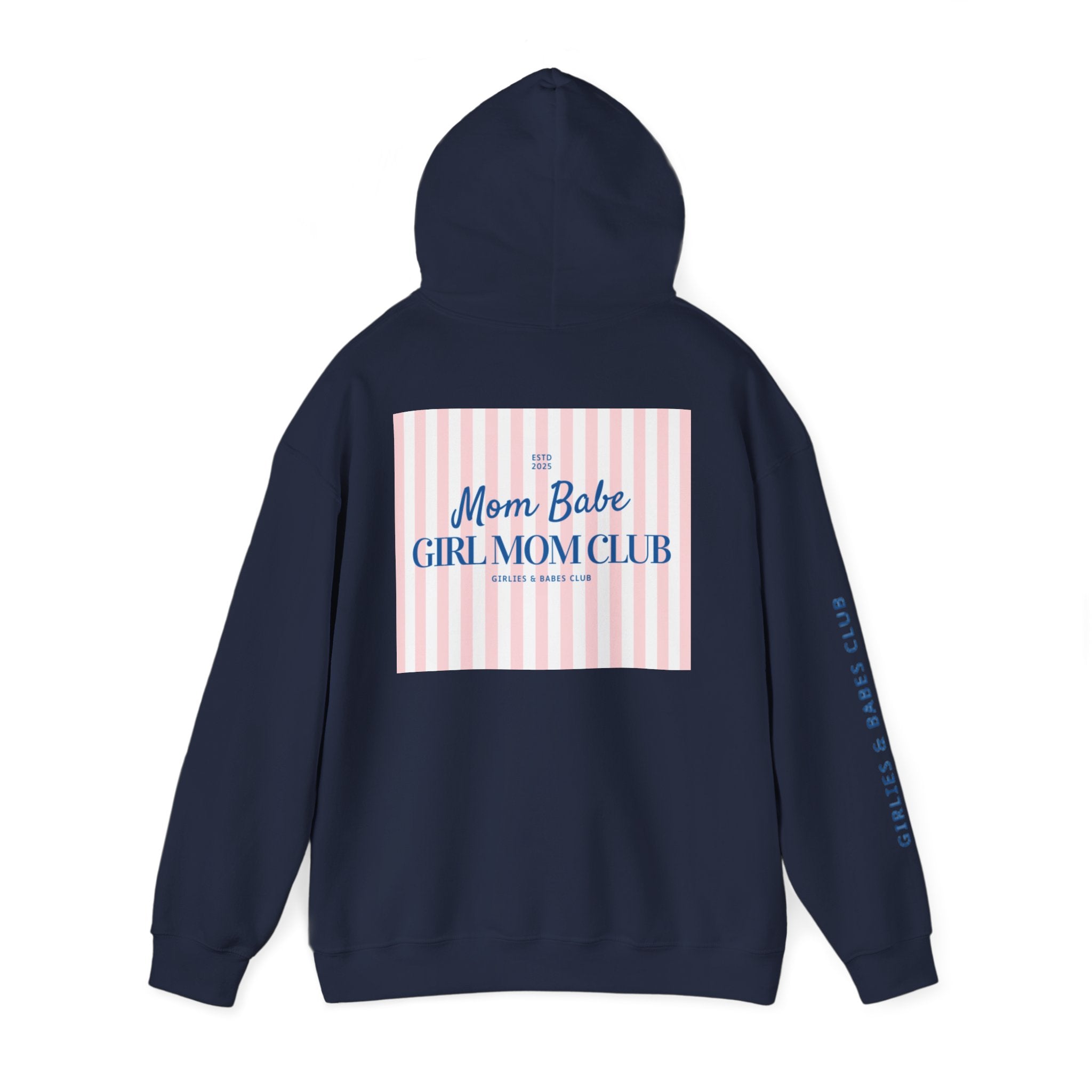 Mom Babe Girl Mom Club - Striped Graphic Hoodie