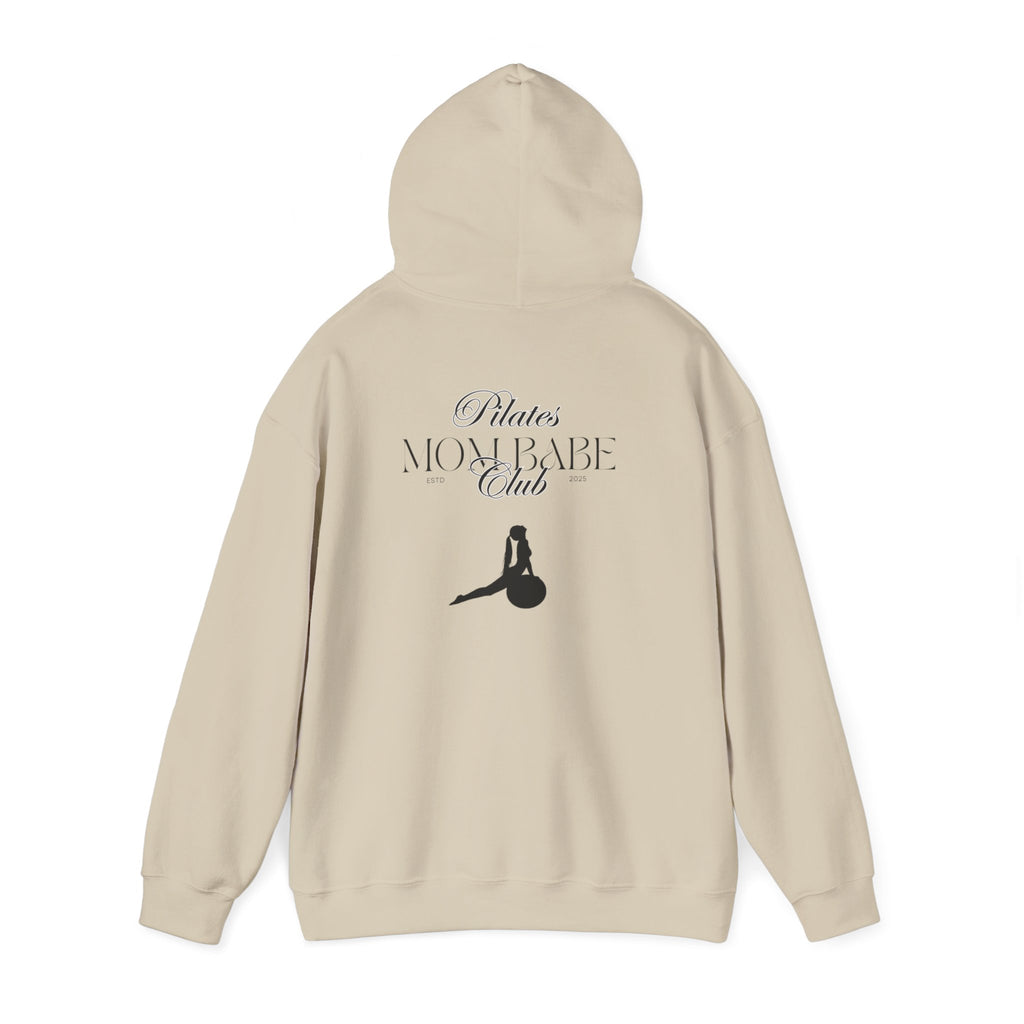 Pilates Mom Babe Club — Workout Graphic Hoodie (Black Print)