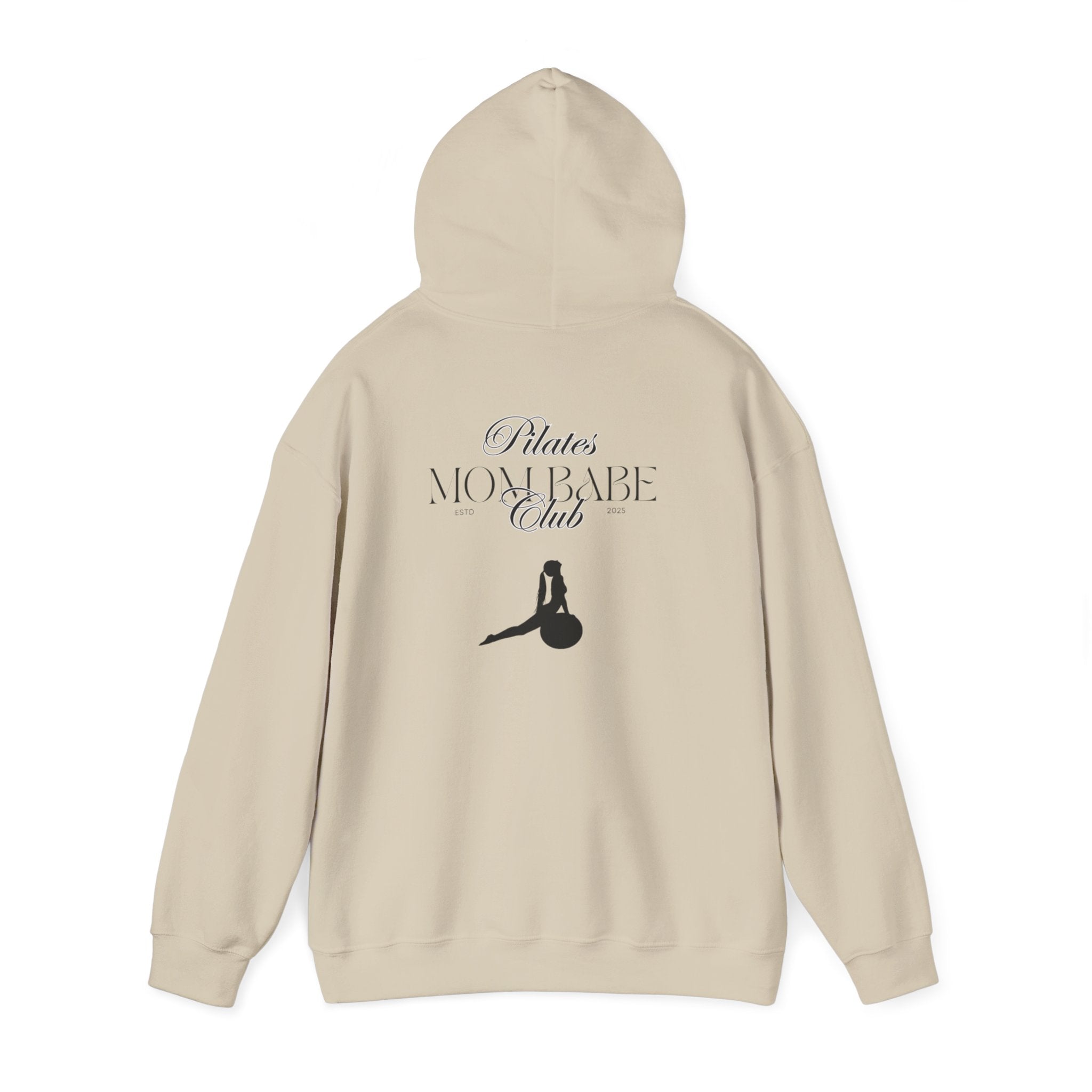 Pilates Mom Babe Club — Workout Graphic Hoodie (Black Print)