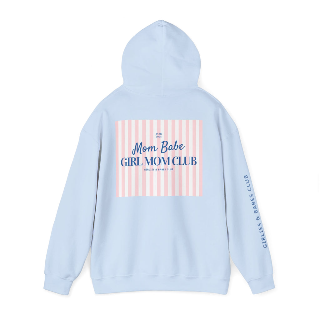 Mom Babe Girl Mom Club - Striped Graphic Hoodie