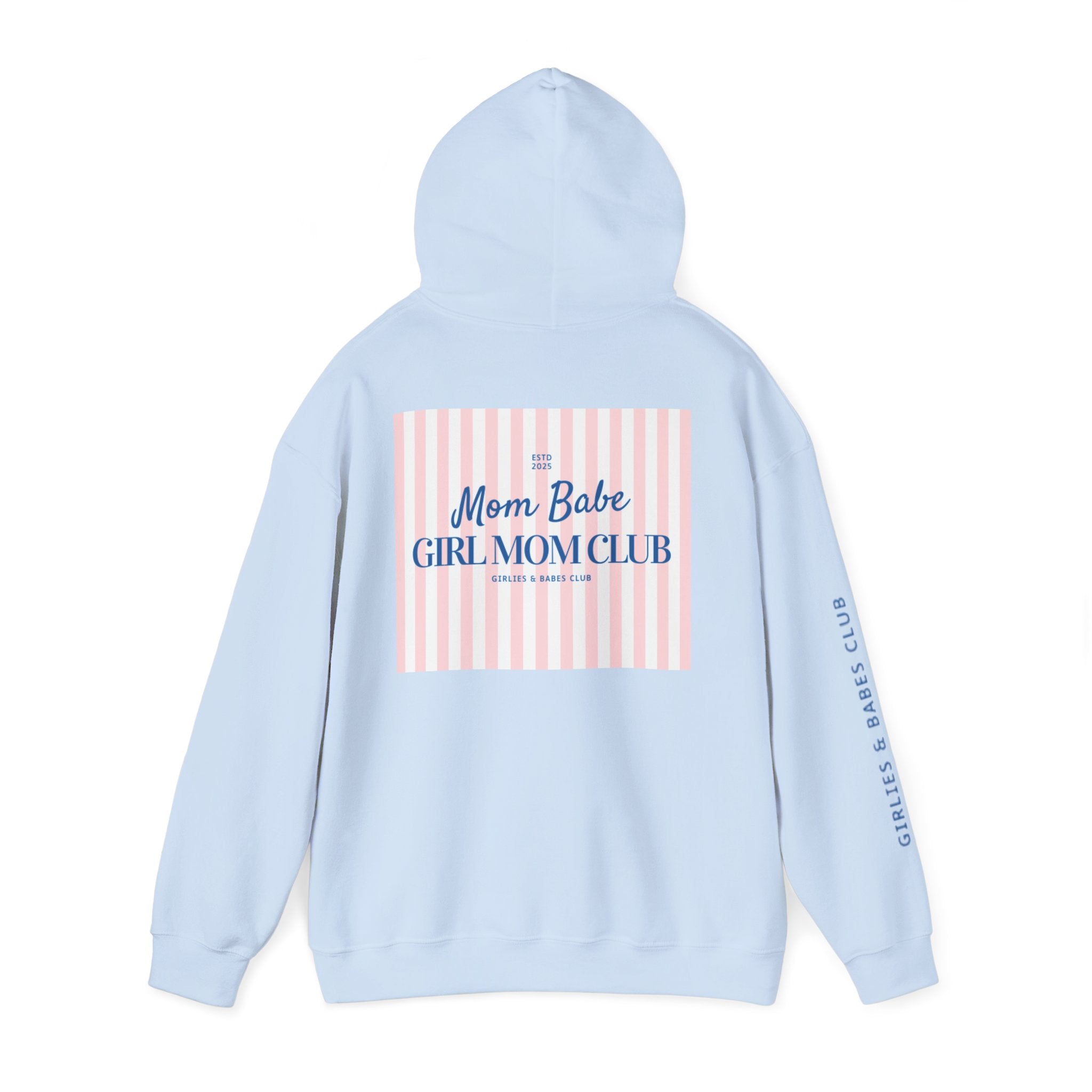 Mom Babe Girl Mom Club - Striped Graphic Hoodie