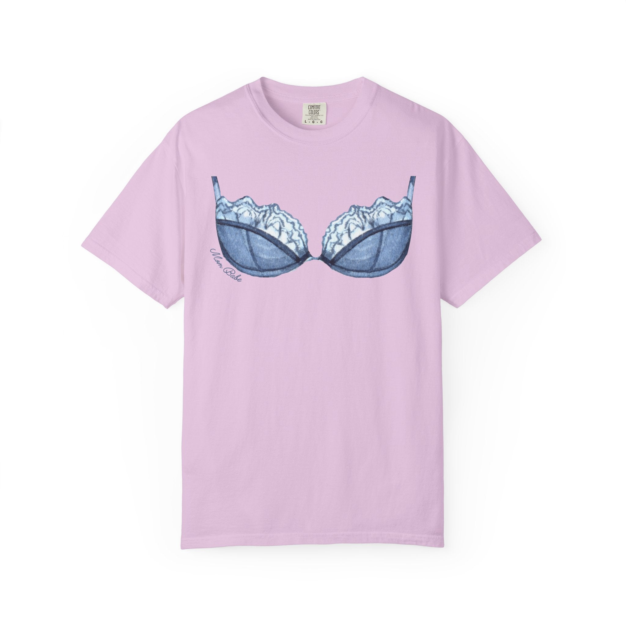 MILF Mom Babe - Lace Bra Tee Blue
