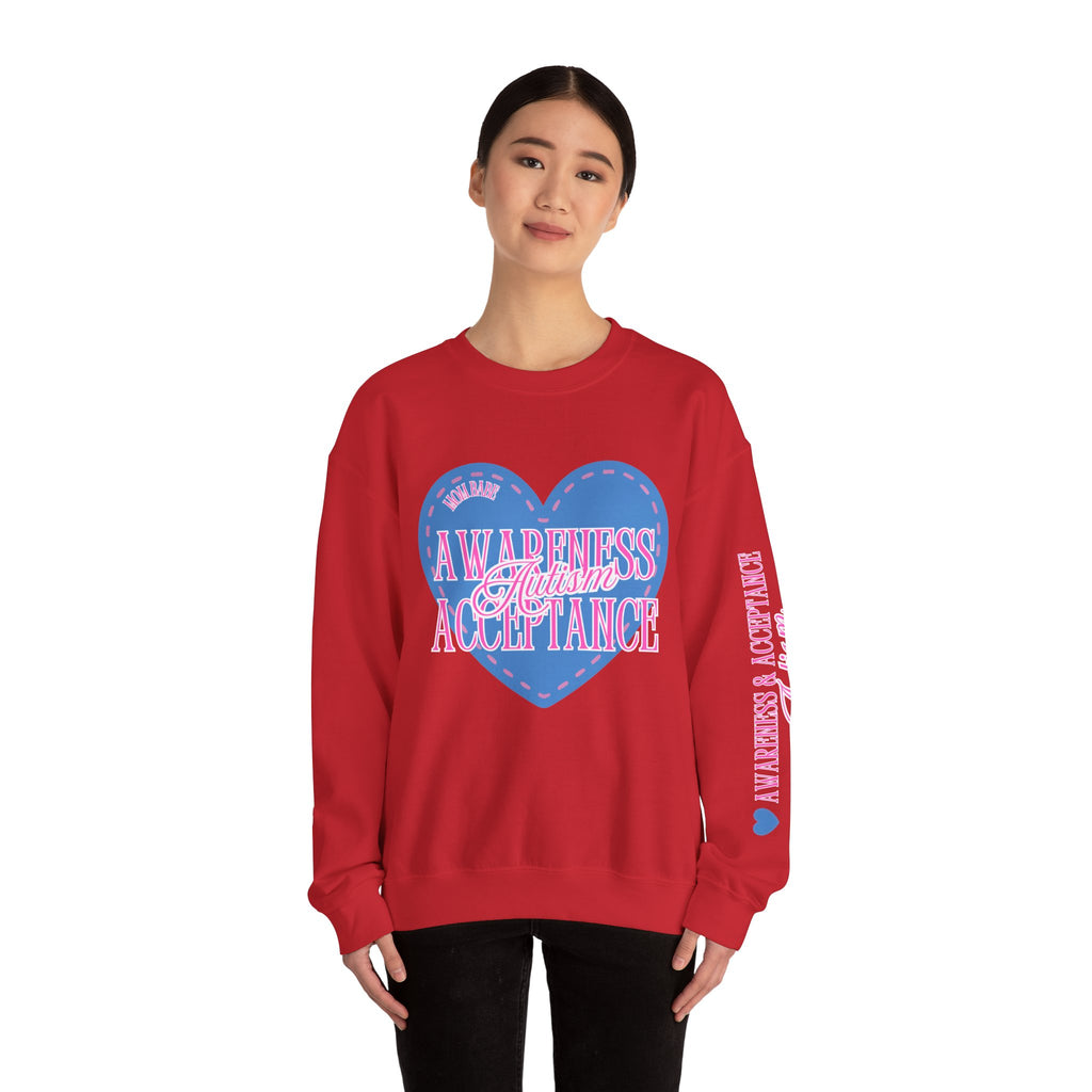 Autism Awareness and Acceptance — Stitched Heart Sweatshirt