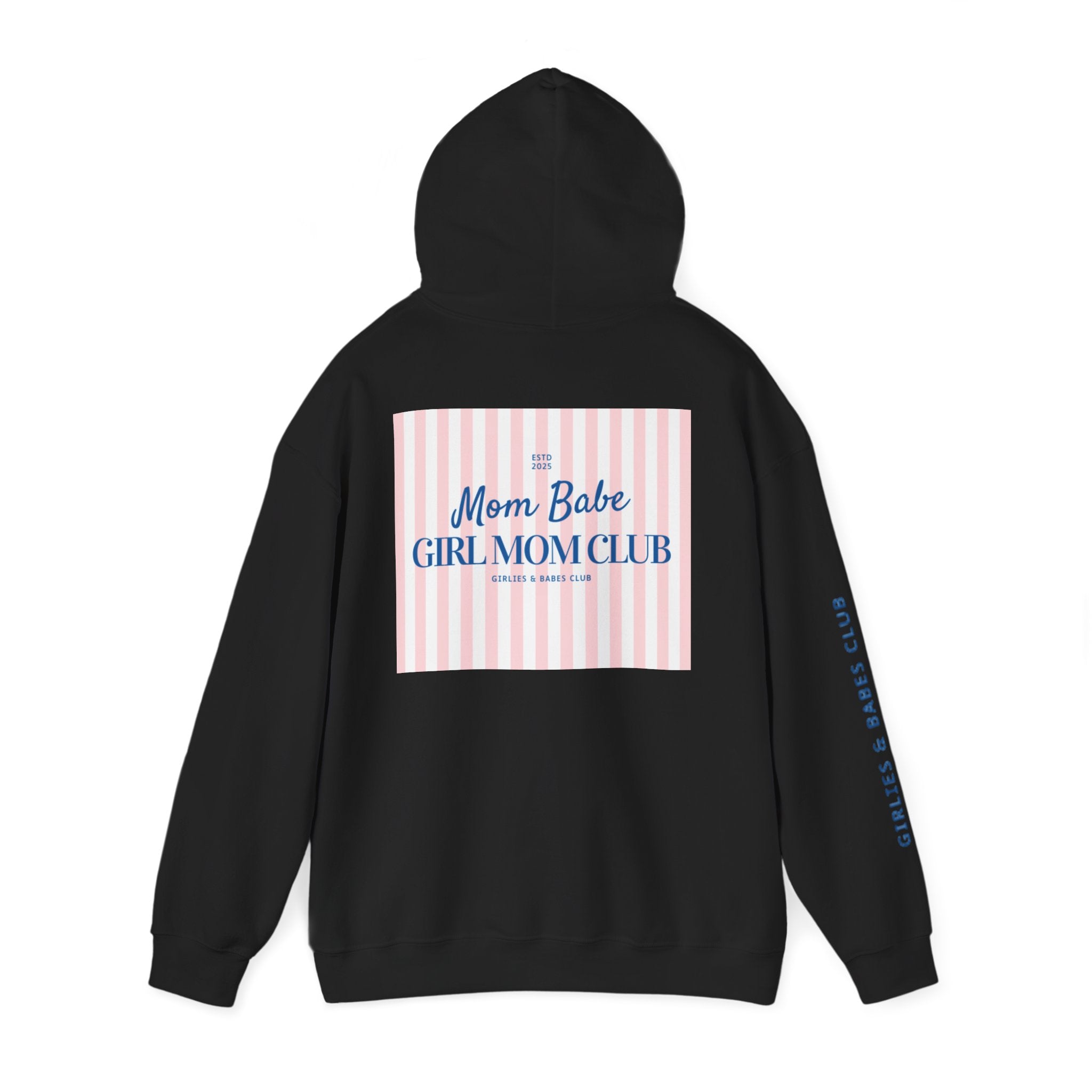 Mom Babe Girl Mom Club - Striped Graphic Hoodie