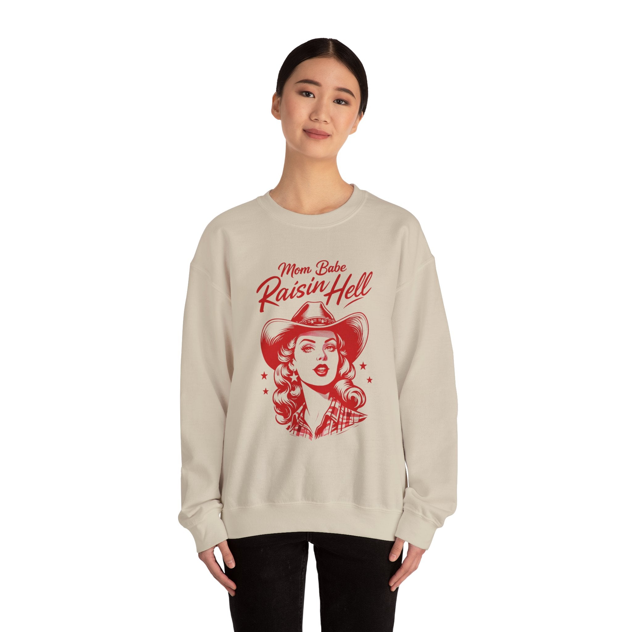 Mom Babe Raisin’ Hell - Cowgirl Graphic Sweatshirt