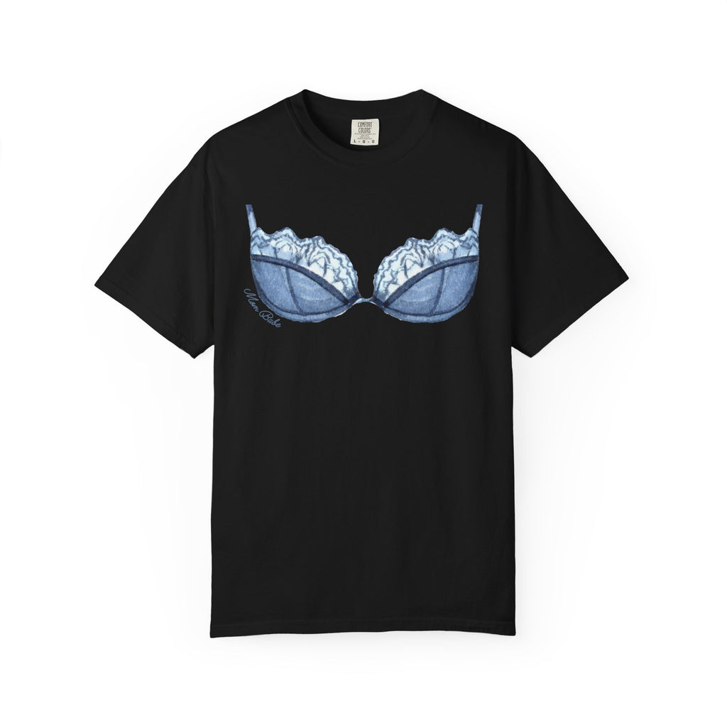 MILF Mom Babe - Lace Bra Tee Blue
