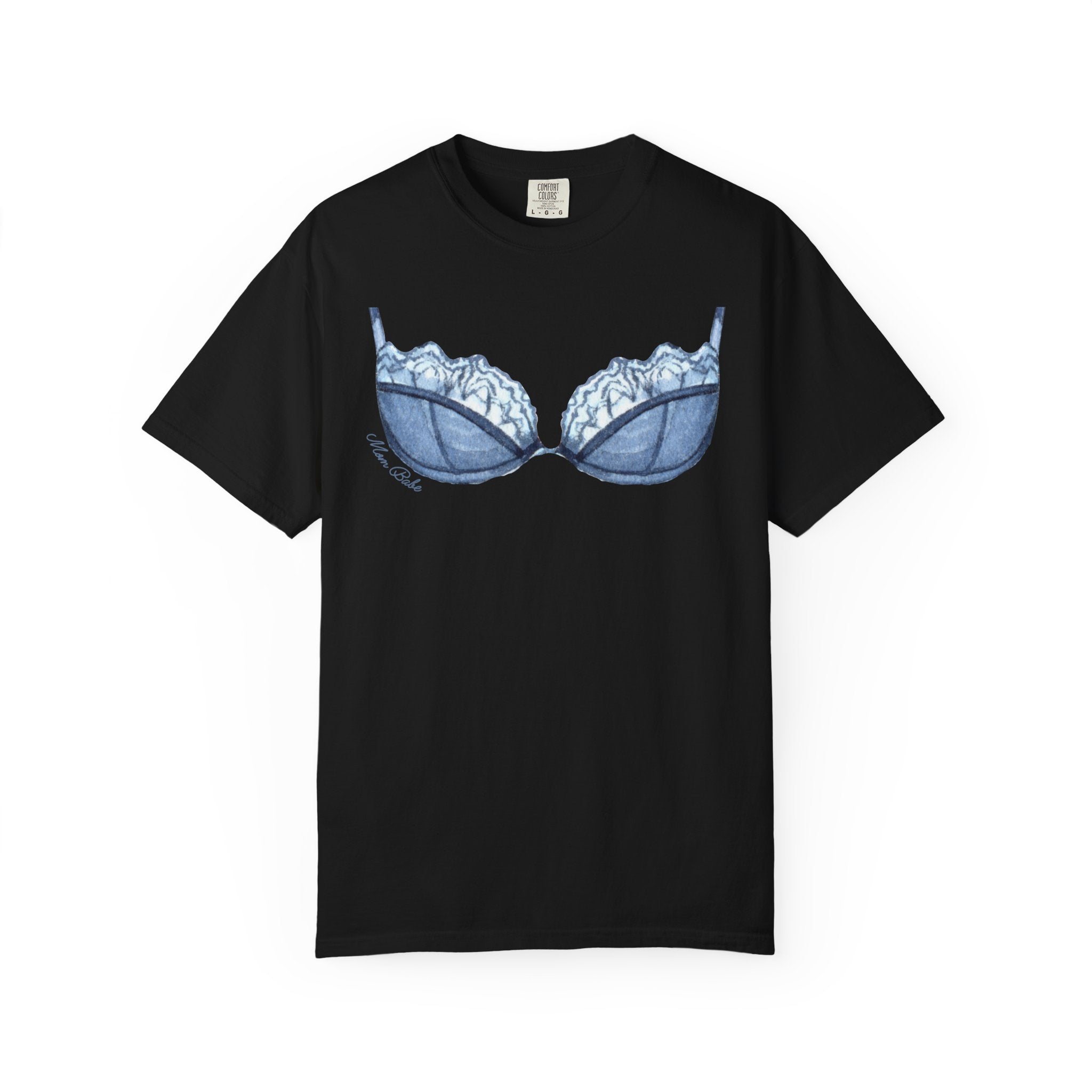 MILF Mom Babe - Lace Bra Tee Blue