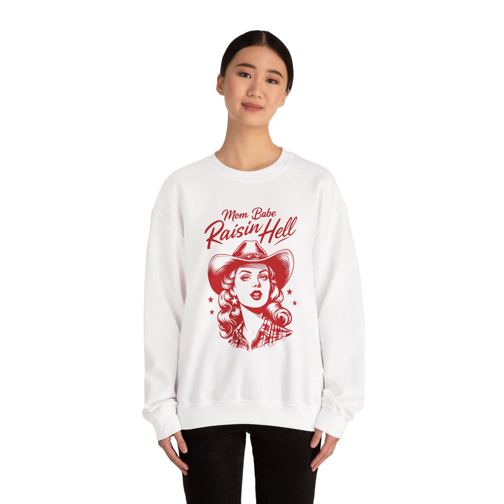 Mom Babe Raisin’ Hell - Cowgirl Graphic Sweatshirt