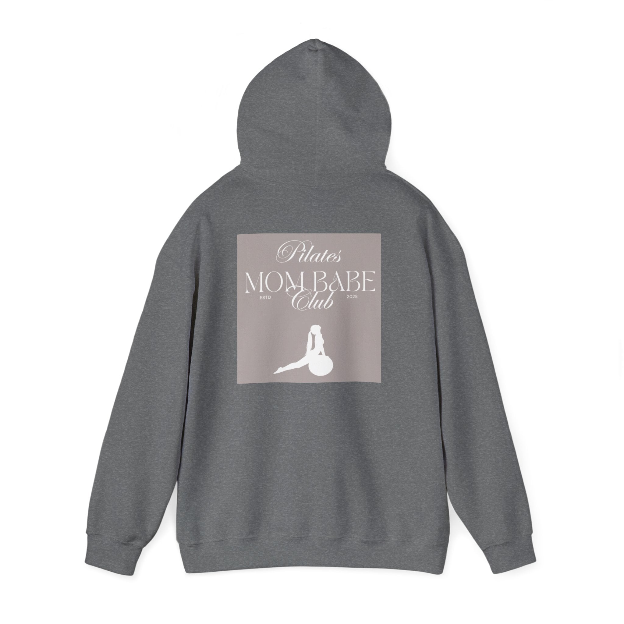 Pilates Mom Babe Club — Workout Graphic Hoodie (White Print)