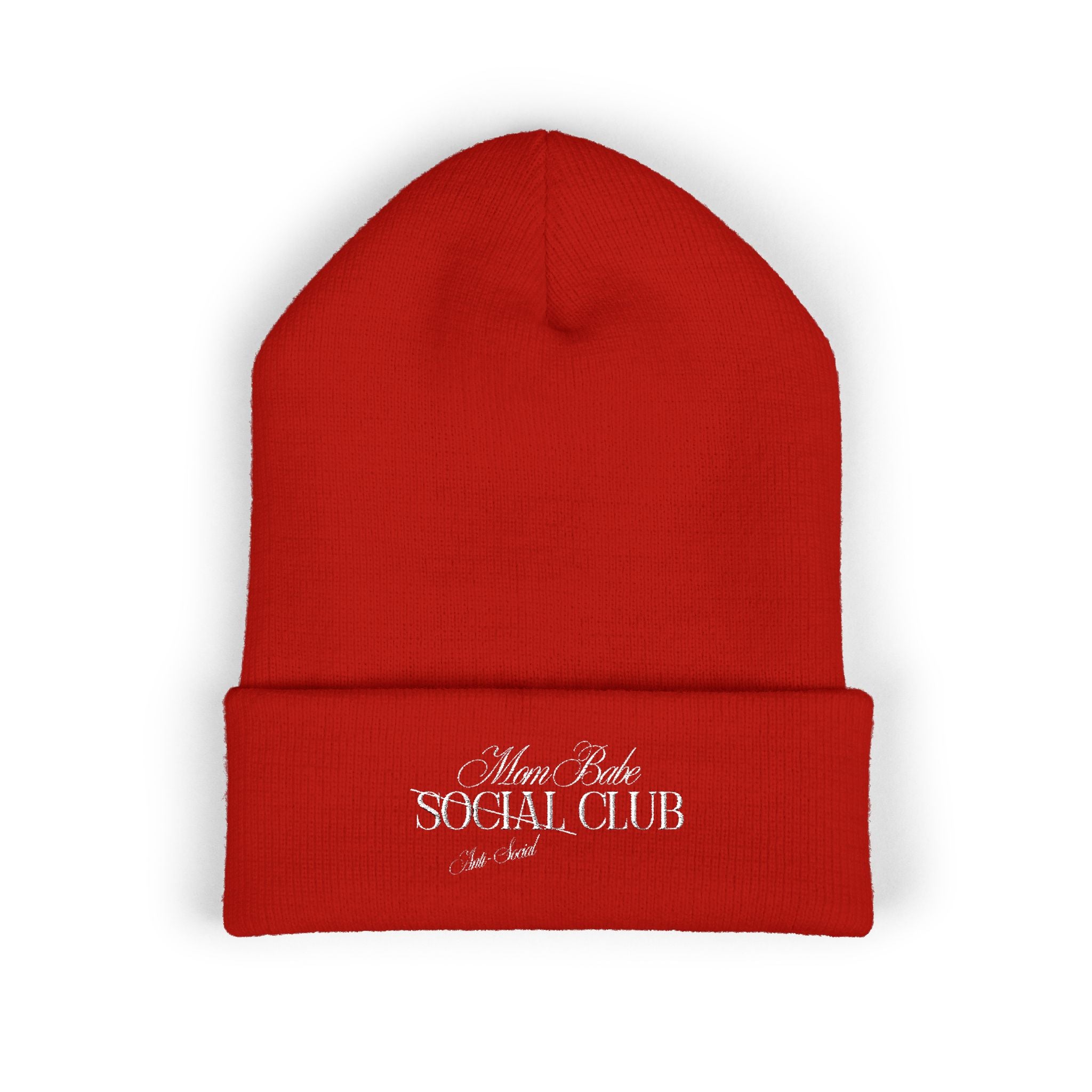 Mom Babe Anti-Social Club Beanie - White Embroidery