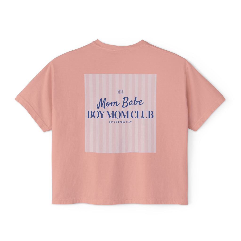 Mom Babe Boy Mom Club - Striped Graphic Tee