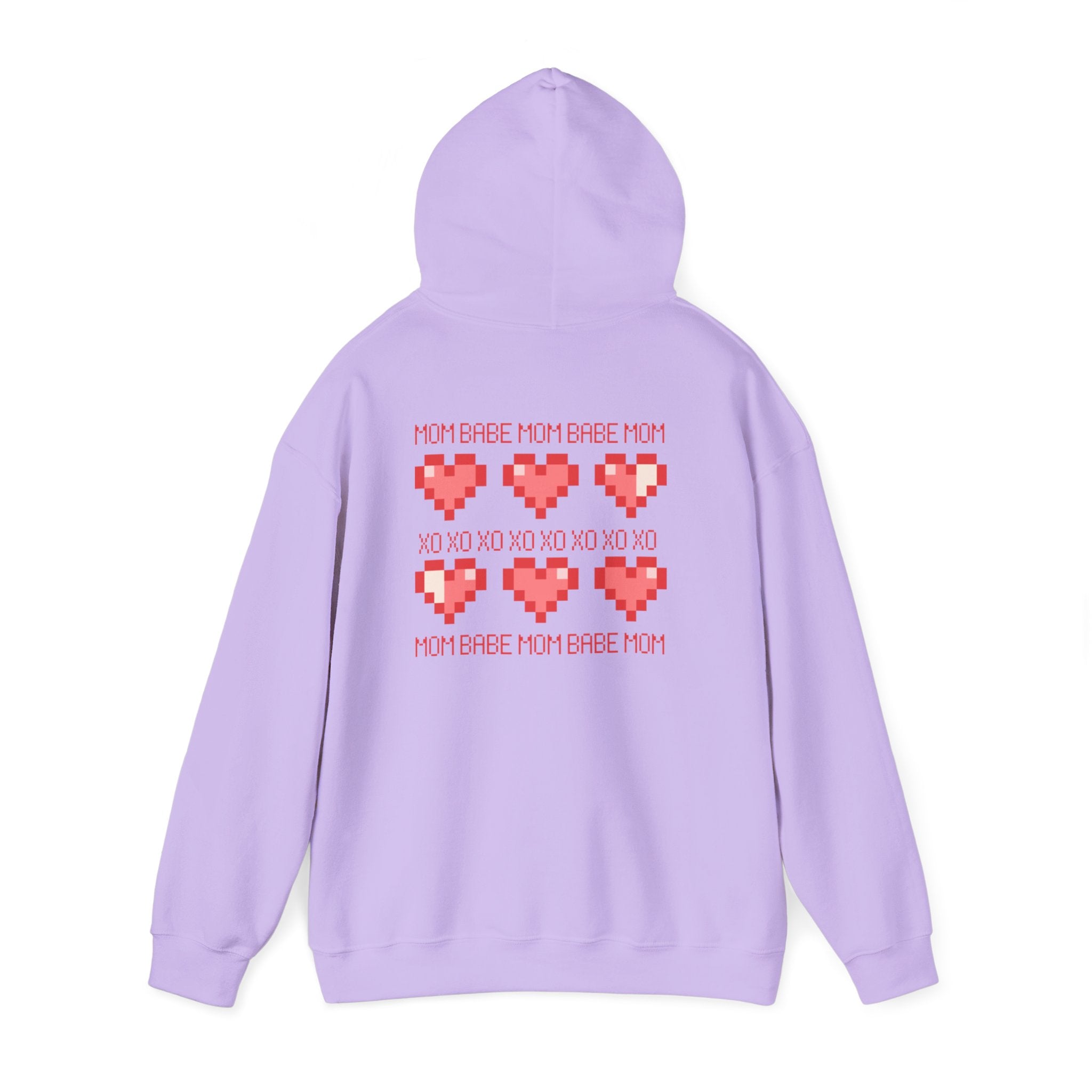 Mom Babe XOXO - Pixel Heart Graphic Hoodie