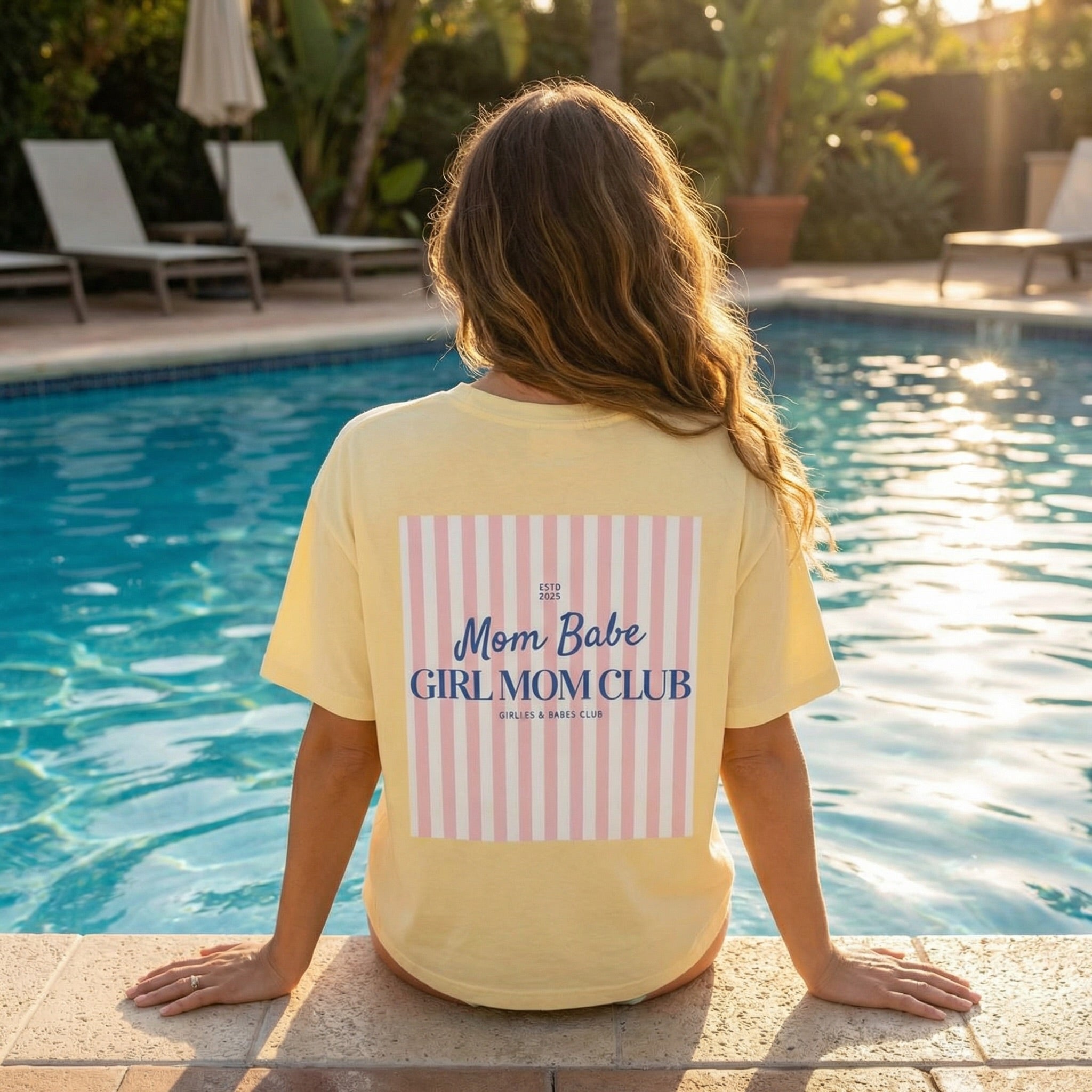 Mom Babe Girl Mom Club - Striped Graphic Tee