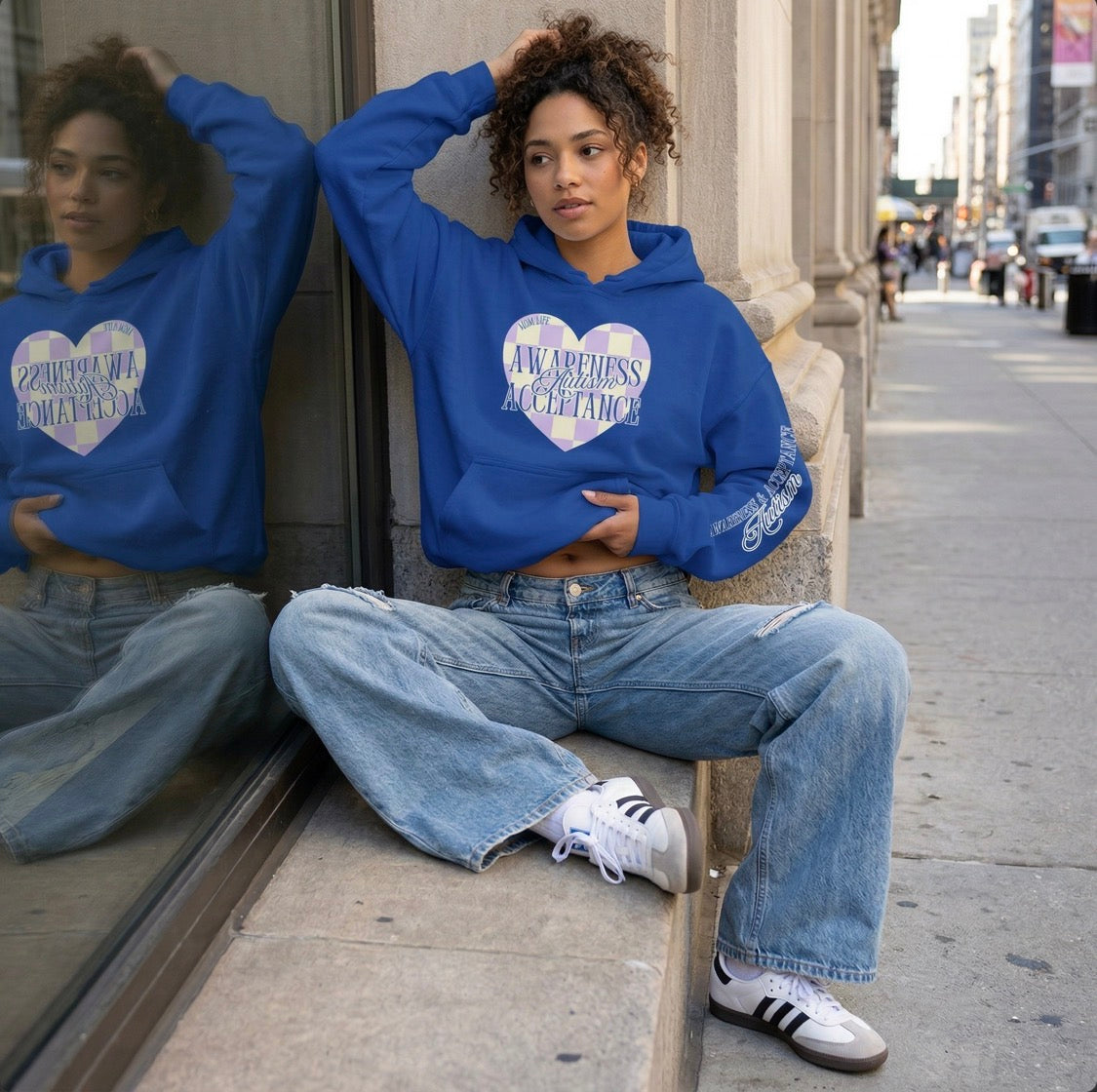 Autism Awareness and Acceptance — Checkered Heart Hoodie